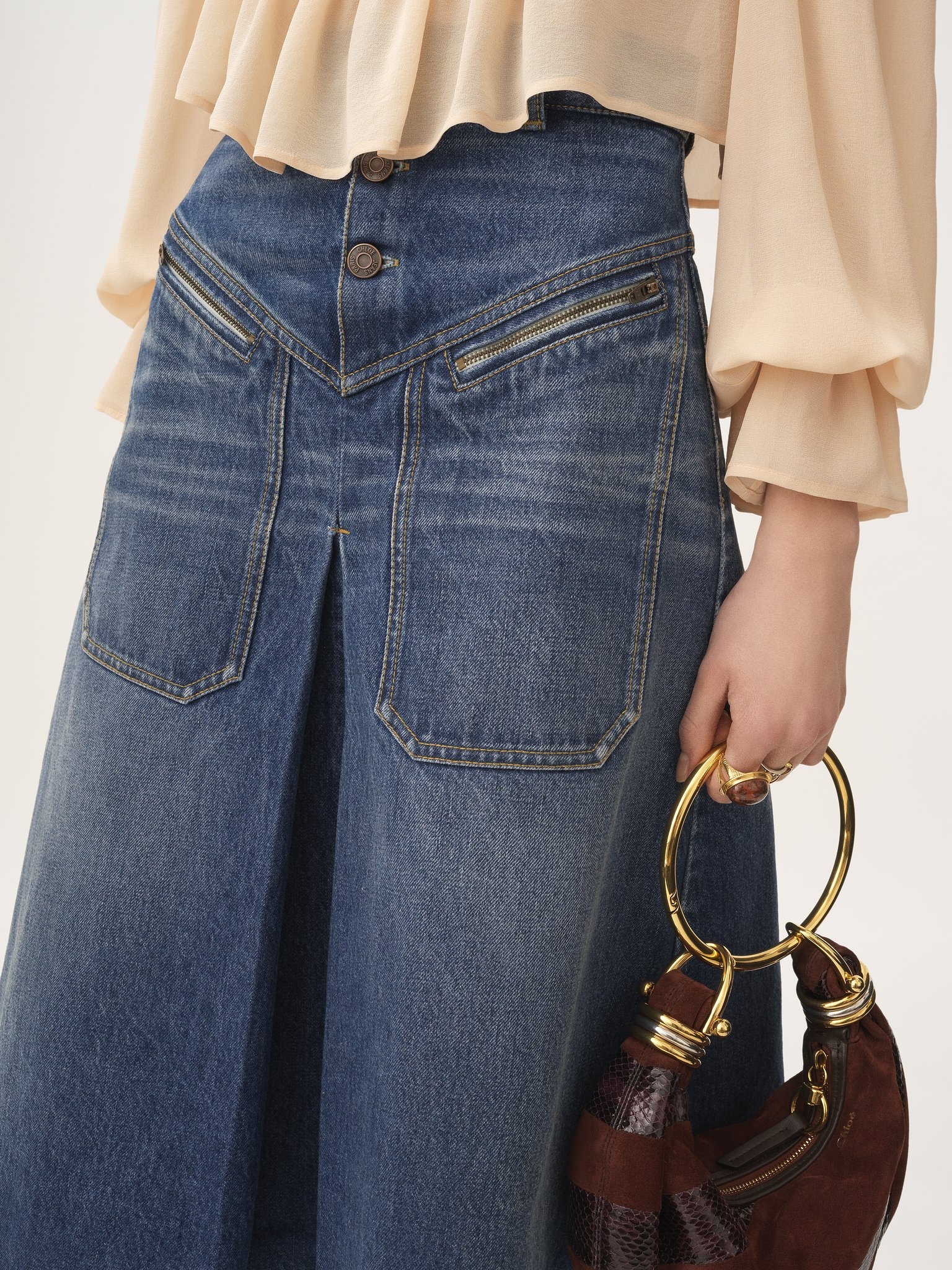KNEE-LENGTH SKIRT IN DENIM - 7