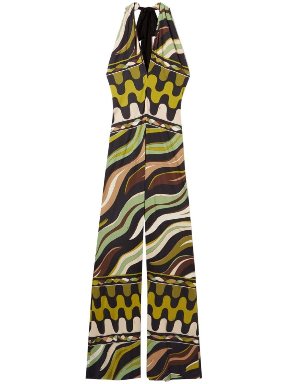 Fiamme-print halterneck jumpsuit - 1