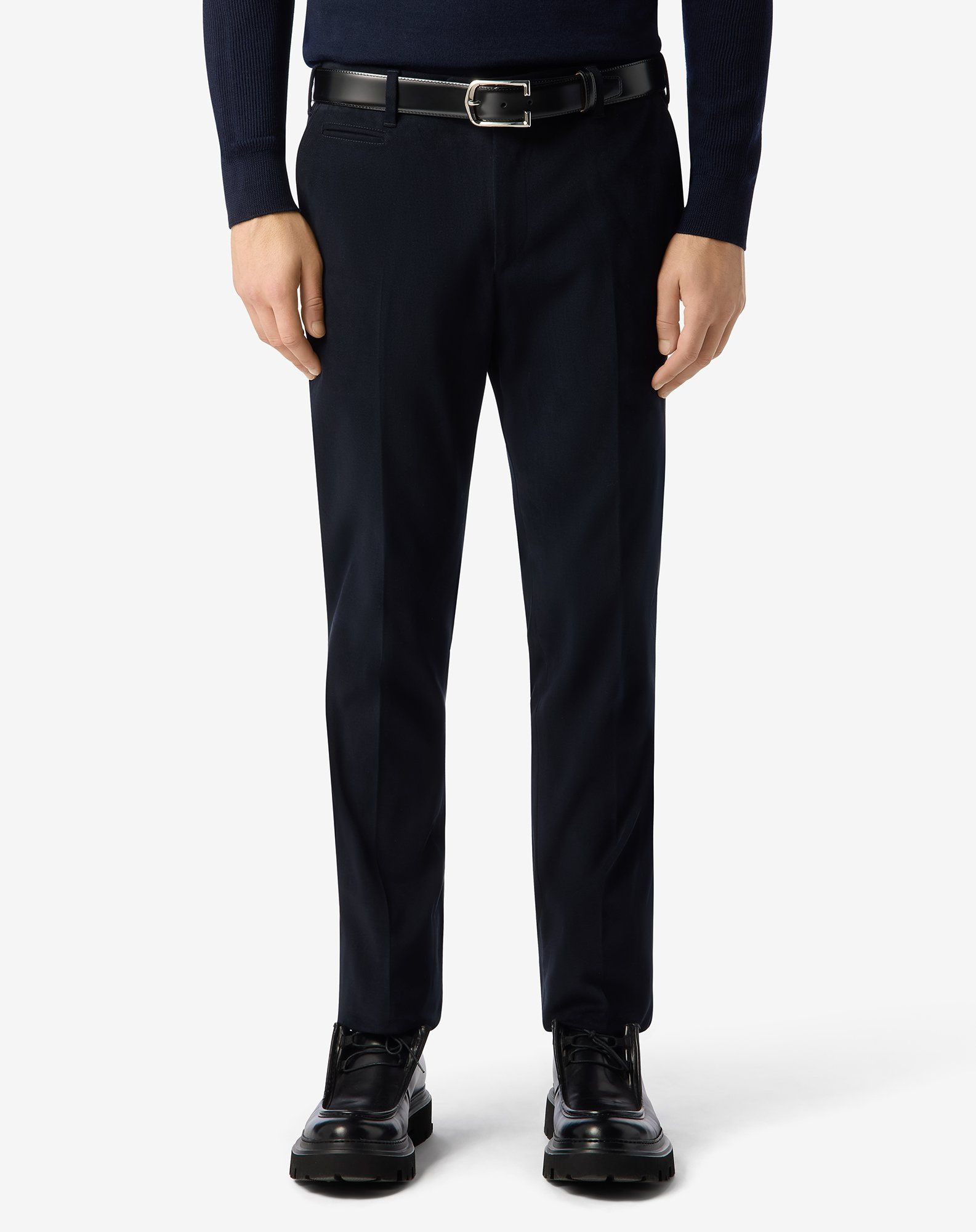 Blue stretch cotton cover trousers - 3