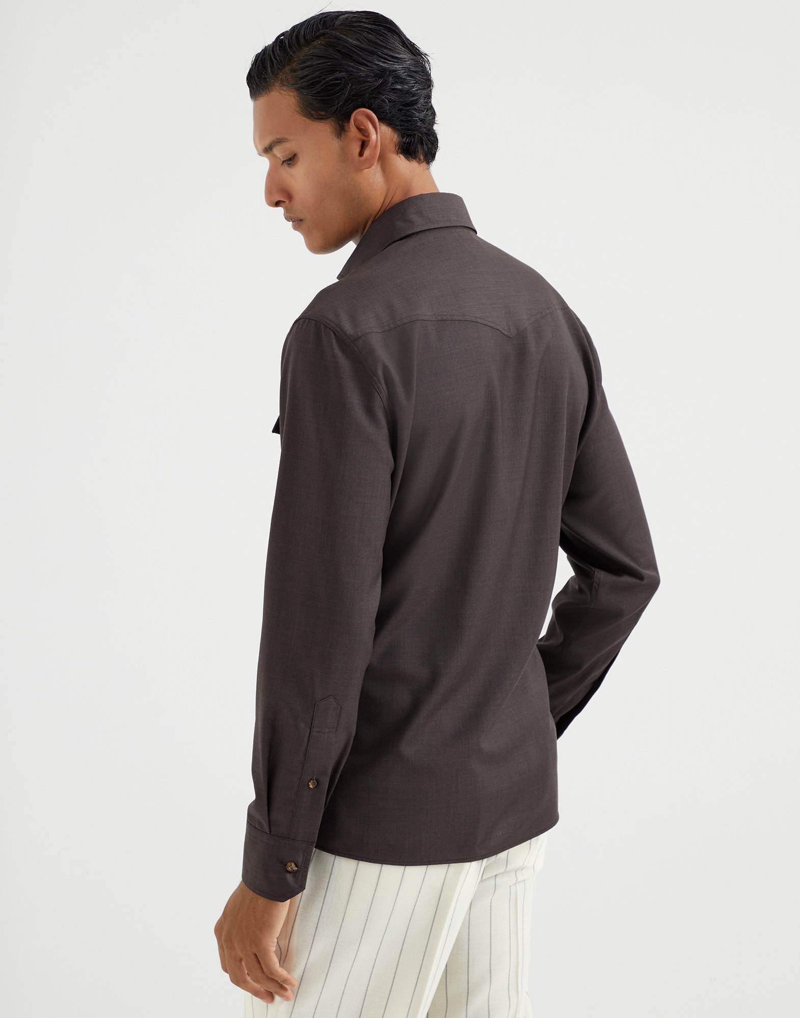 Virgin wool poplin easy fit Western shirt - 2
