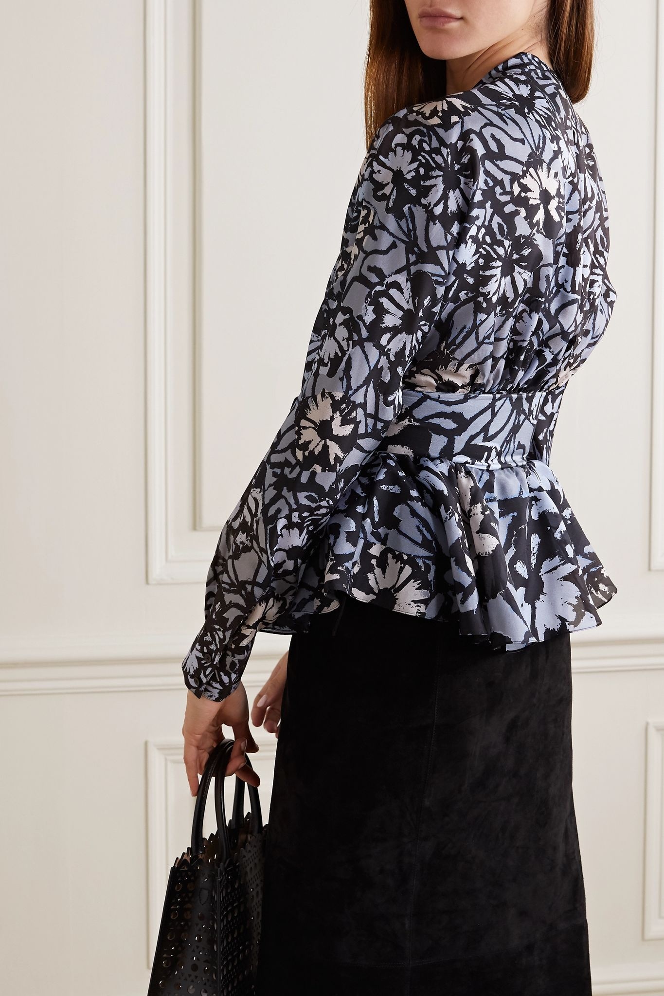 Belted floral-print silk-habotai blouse - 3