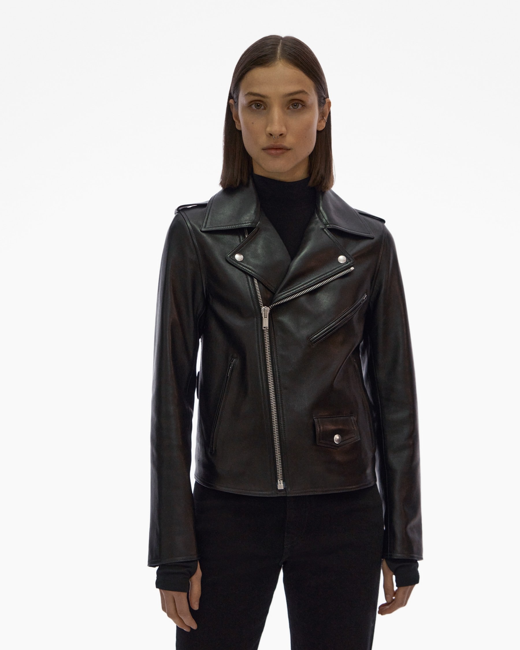 LEATHER BIKER JACKET - 3
