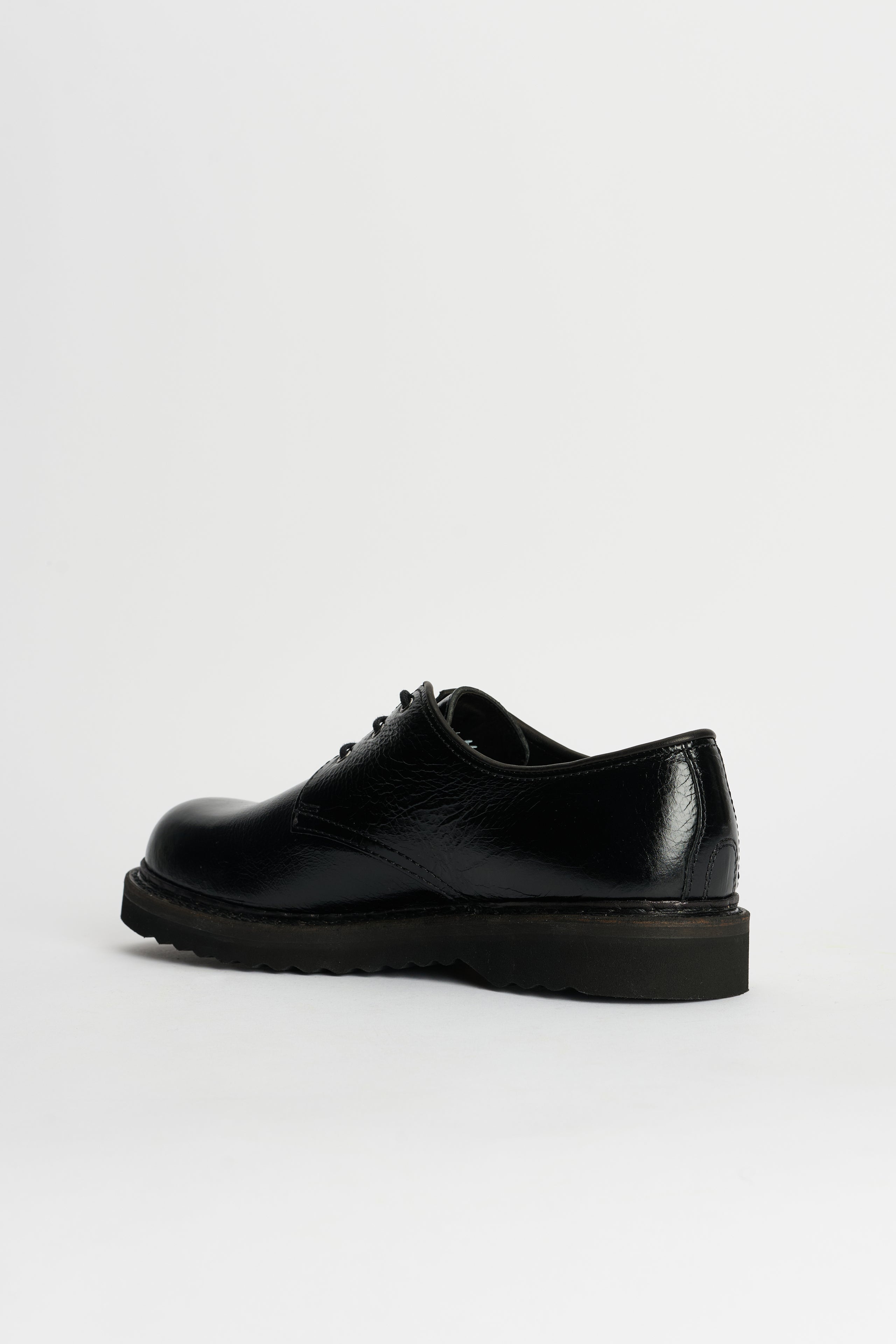Our Legacy OUR LEGACY TRAMPLER SHOES CRACKED PATENT LEATHER BLACK 