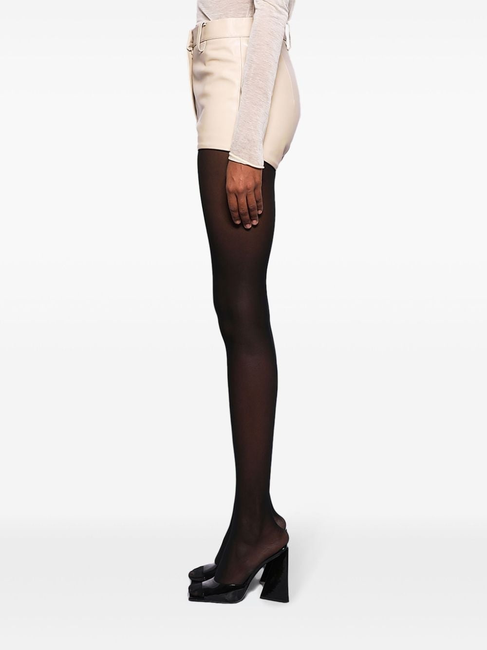 high-waist leather mini shorts - 4