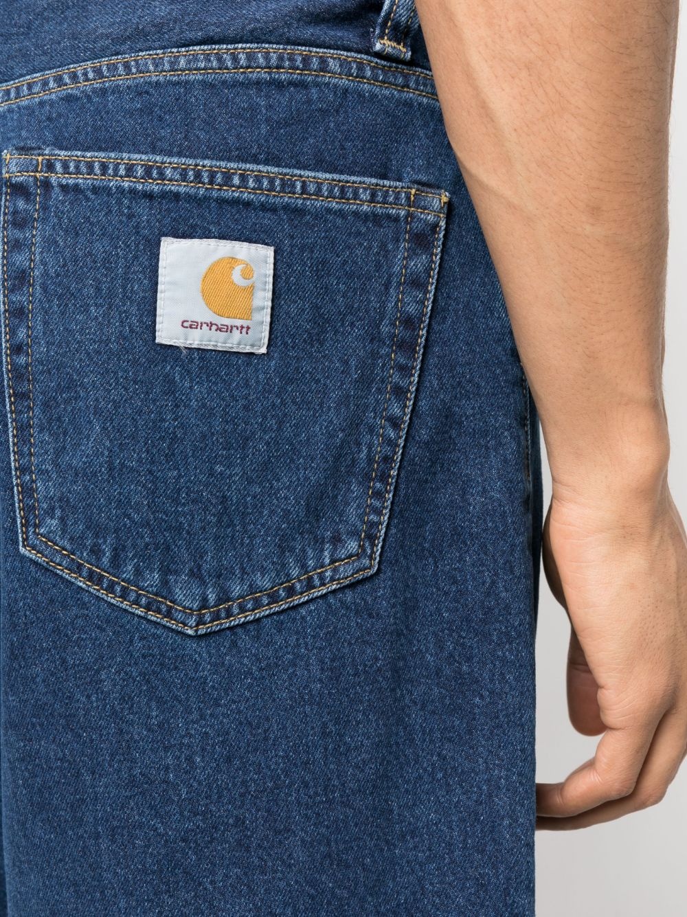 logo-patch denim shorts - 5