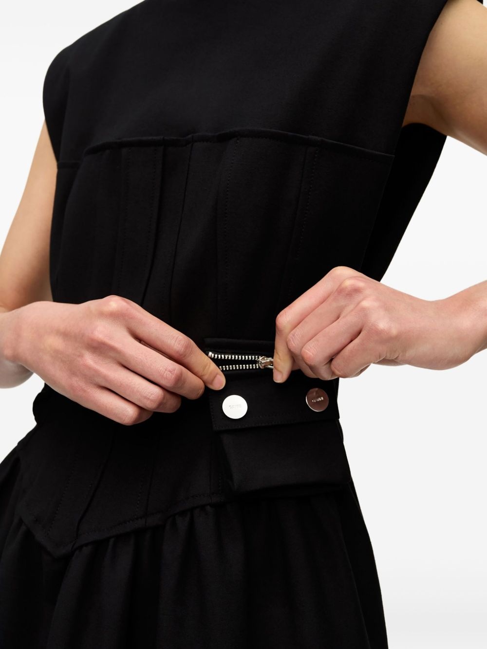 pleat-detailing midi dress - 5