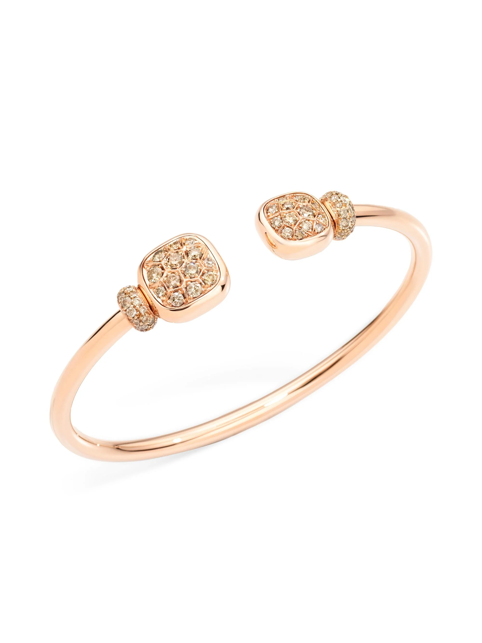 Women's Nudo Petit 18K Rose & White Gold, Brown Diamond & White Topaz Cuff Bracelet - Rose Gold - 1