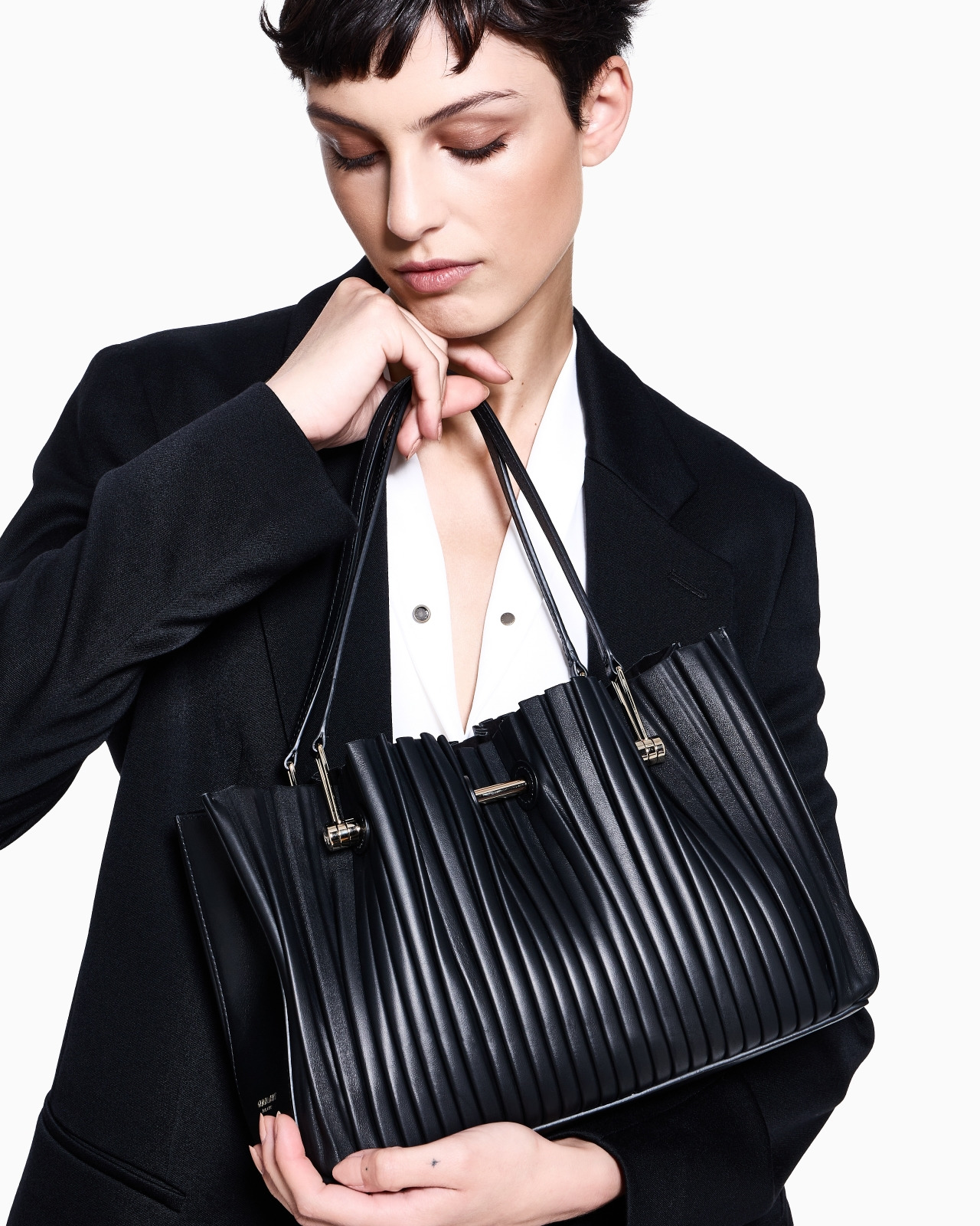 SMALL SHOPPER BAG IN PLEATED NAPPA LEATHER - 7