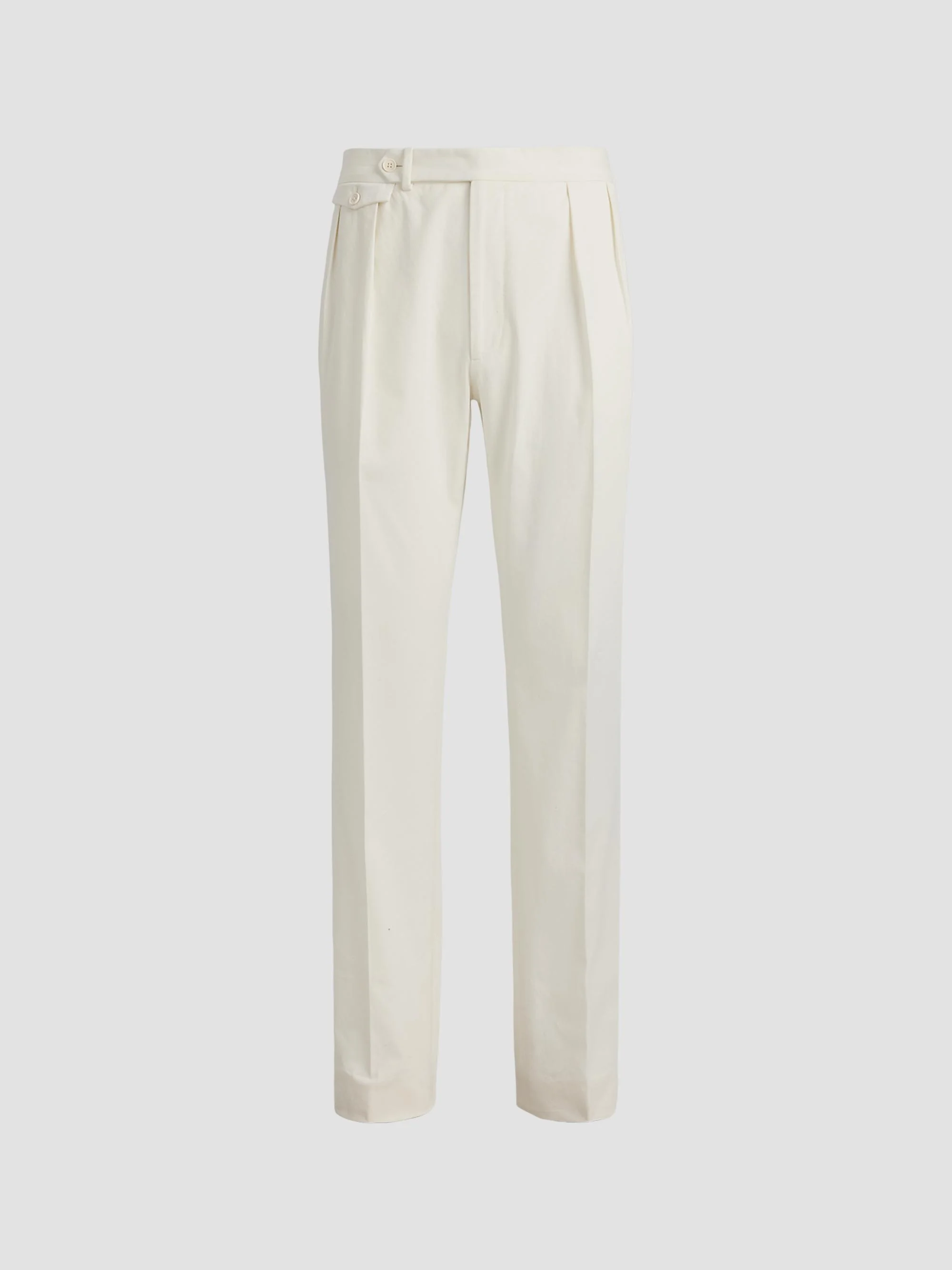 Men's Silk Straight-Leg Chino Trousers - Classic Cream - 1