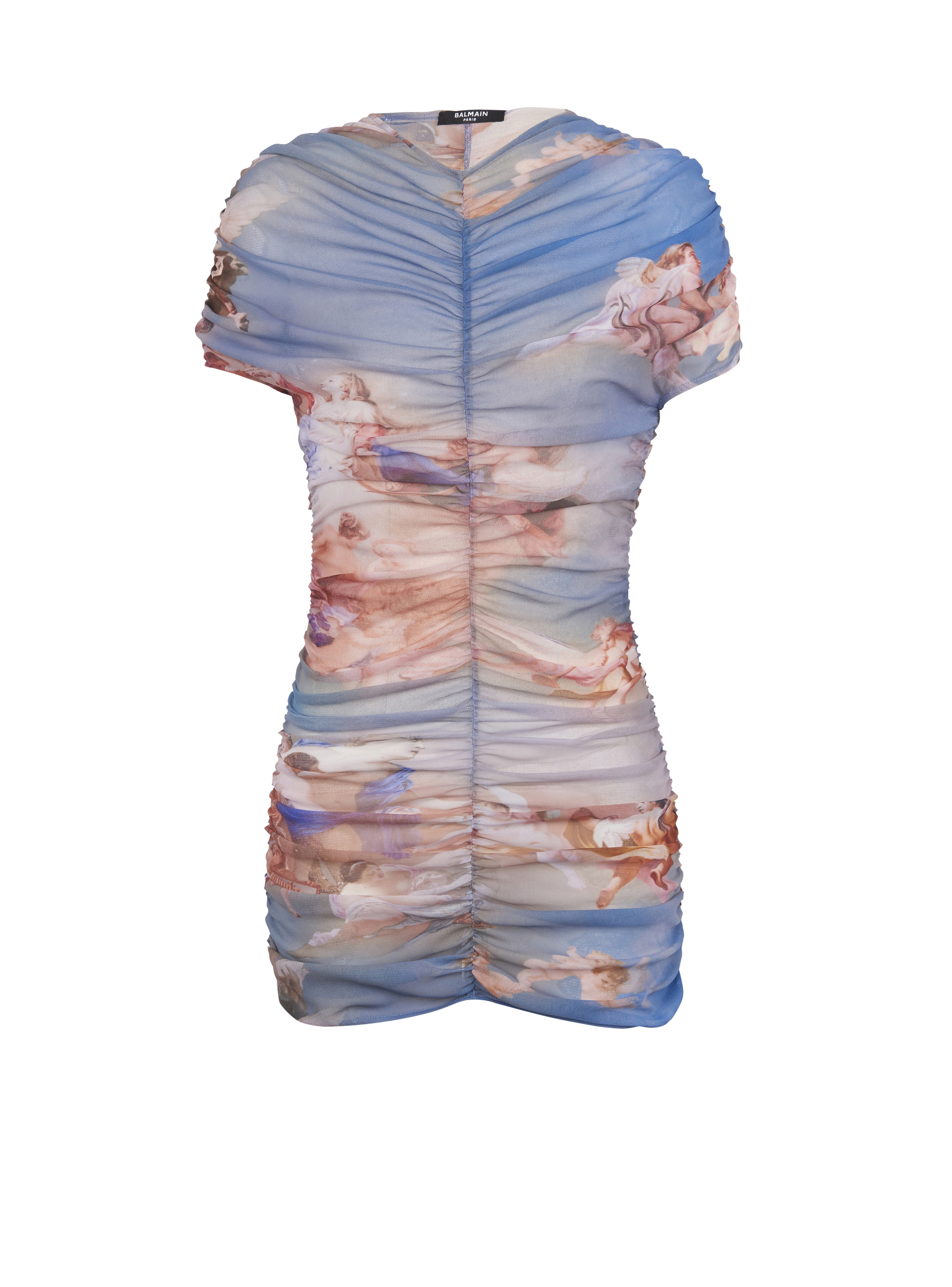 Sky printed gathered tulle dress - 1