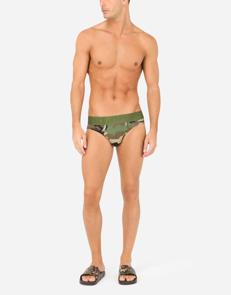 Two-way stretch jersey mid-rise briefs with camouflage print - 2