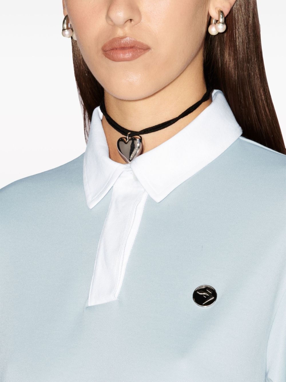 polo-collar logo-plaque sweatshirt - 6