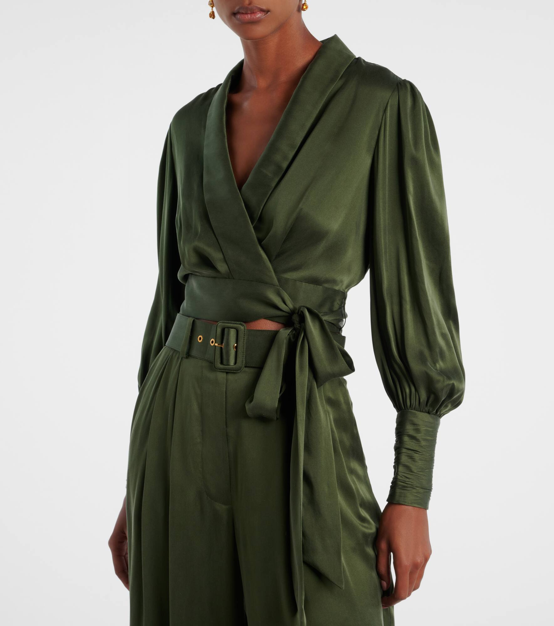 Silk satin wrap top - 6