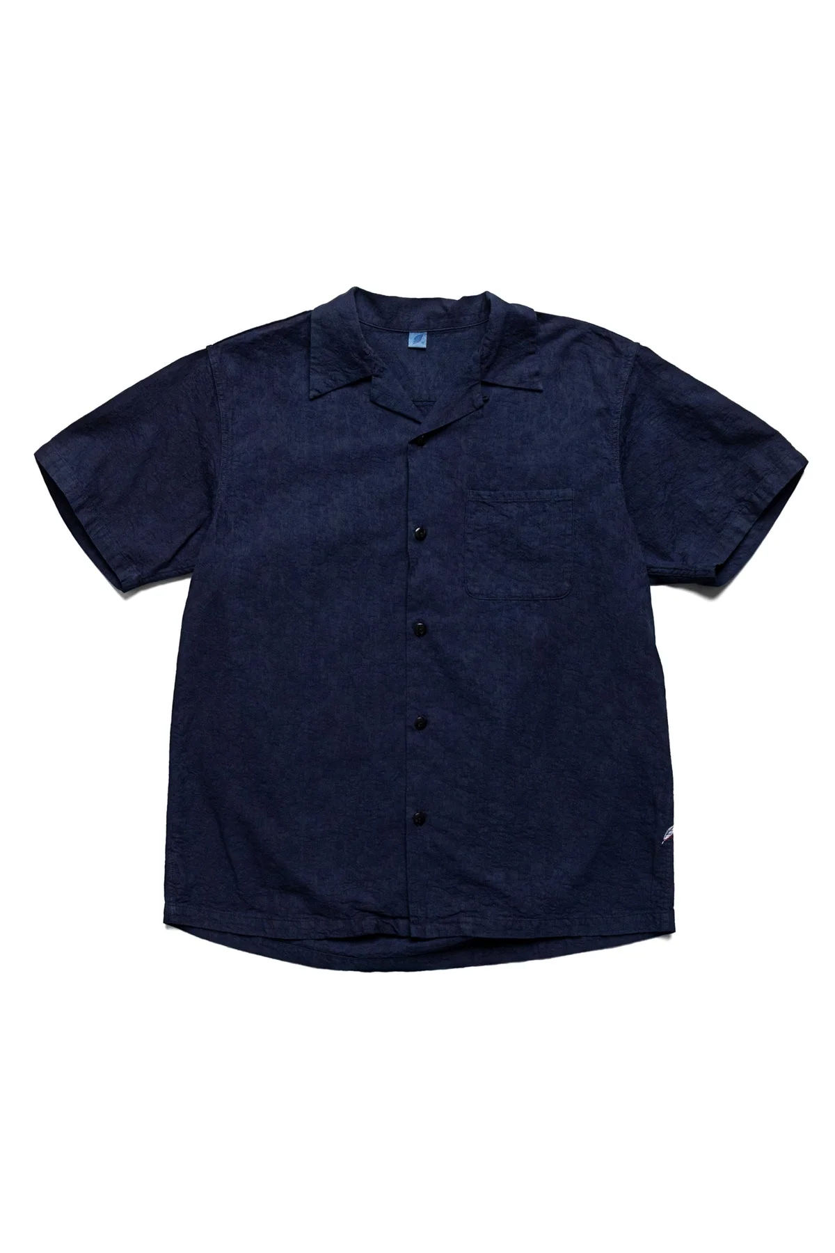 Organic Cotton Jacquard SS Open Collar Shirt - Flower - 1