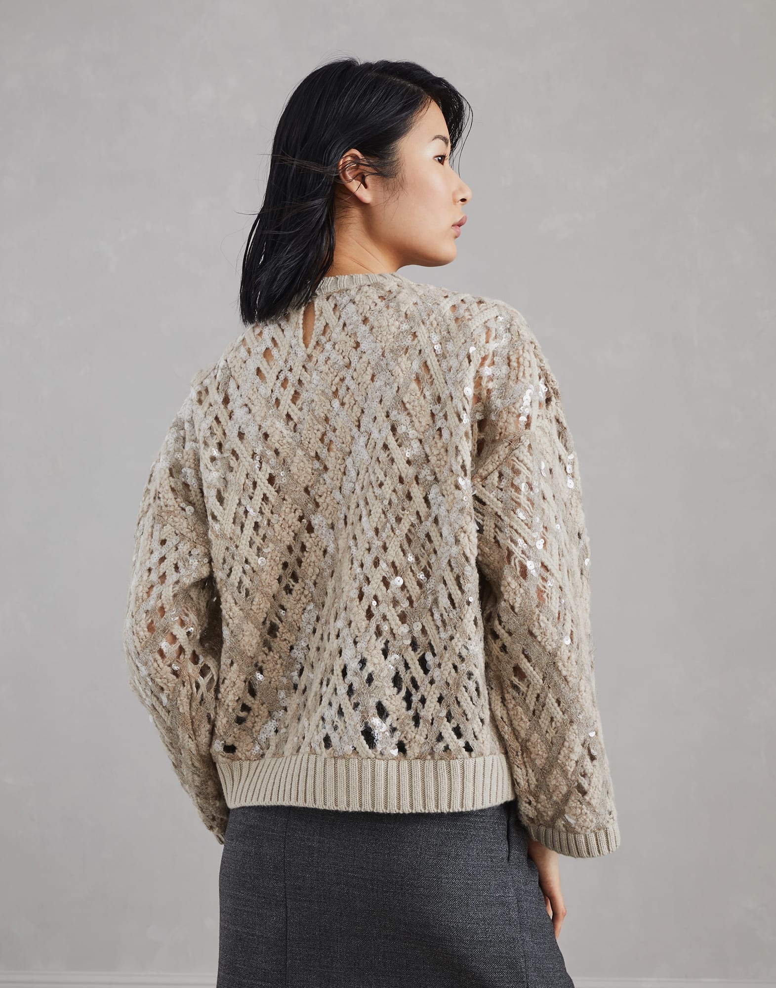 Dazzling Mesh Embroidery sweater in cashmere, mohair and alpaca - 2