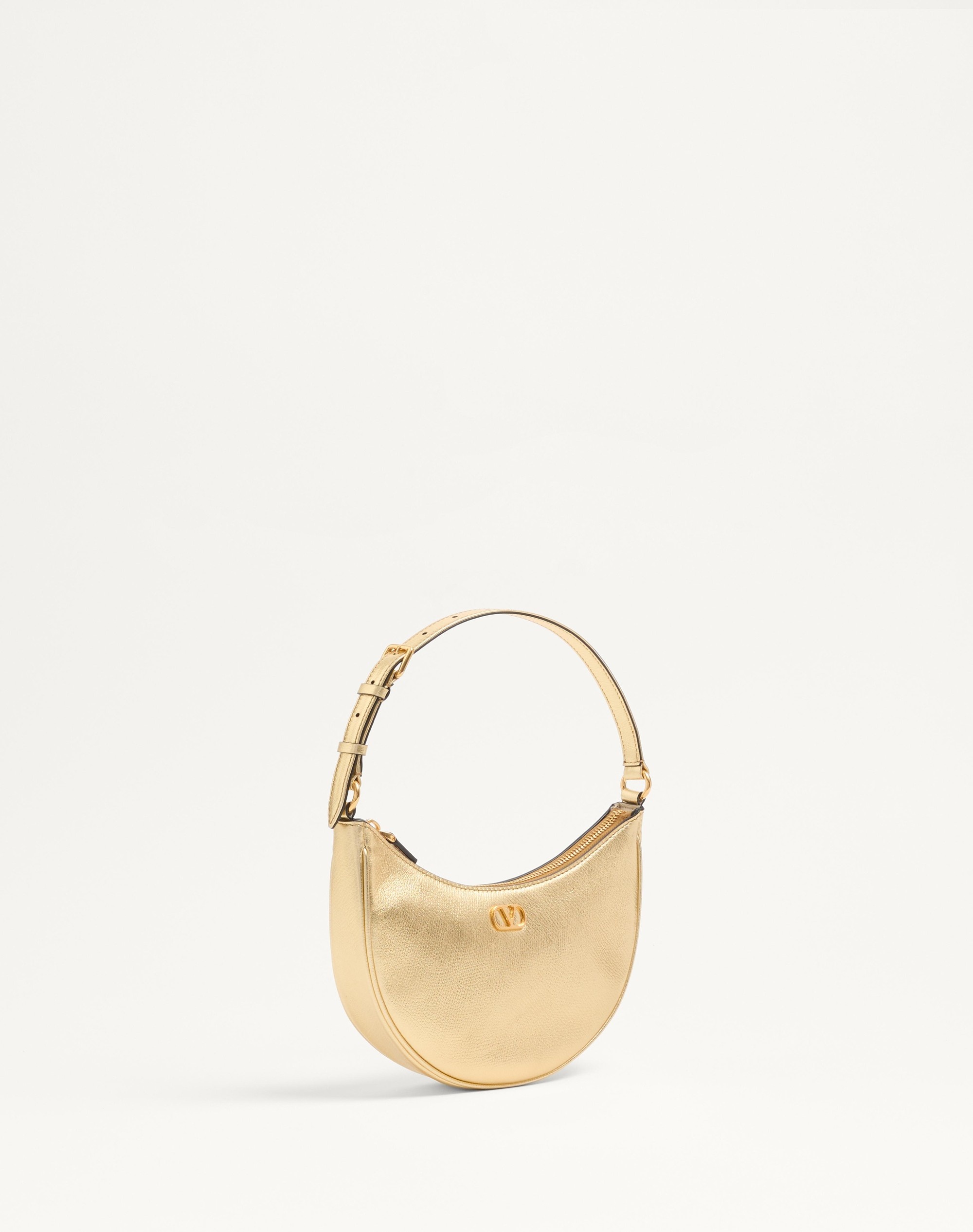 VLOGO SIGNATURE MINI HOBO BAG IN LAMINATED GRAINY CALFSKIN - 3