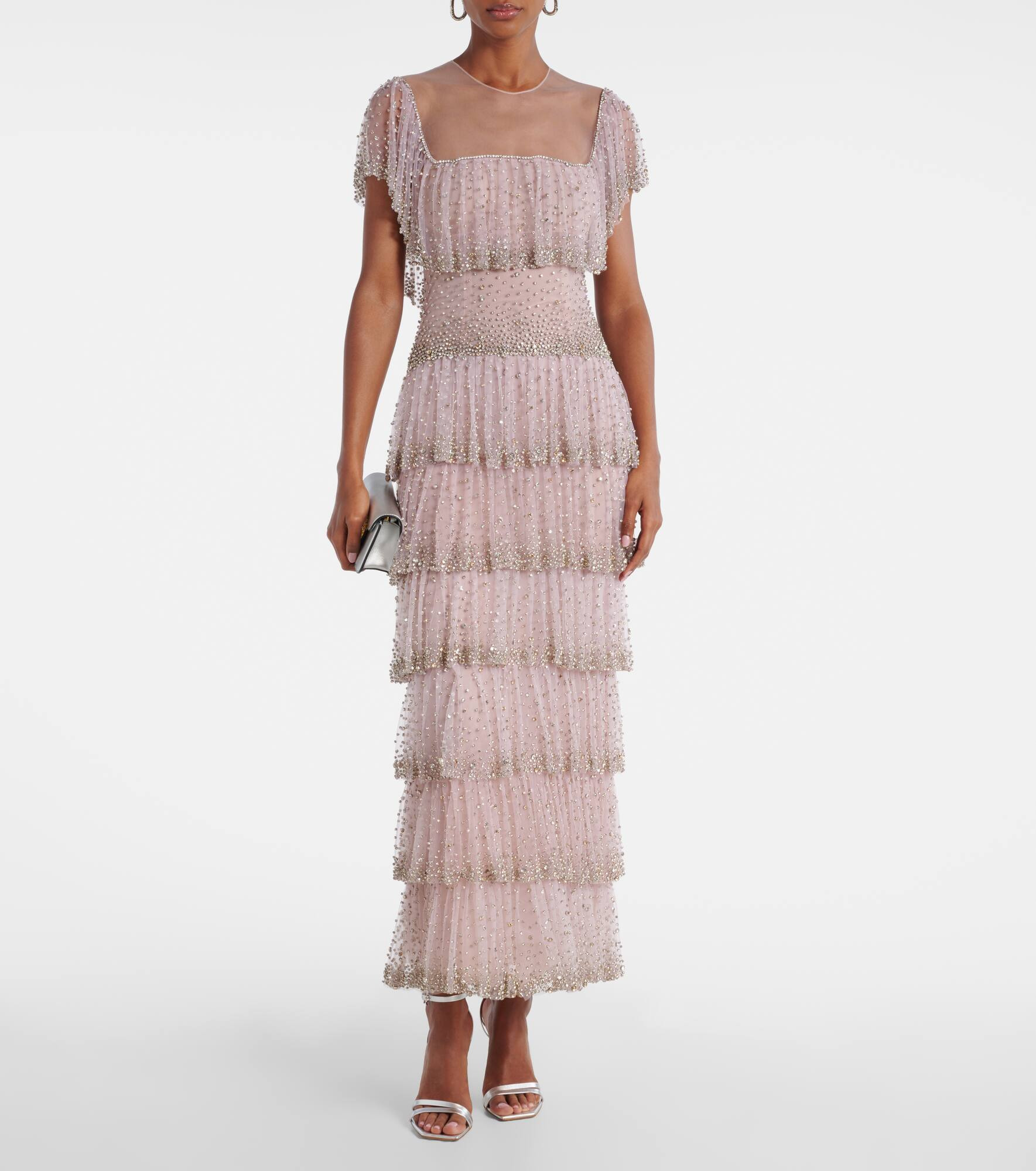 Crystal-embellished tiered gown - 2
