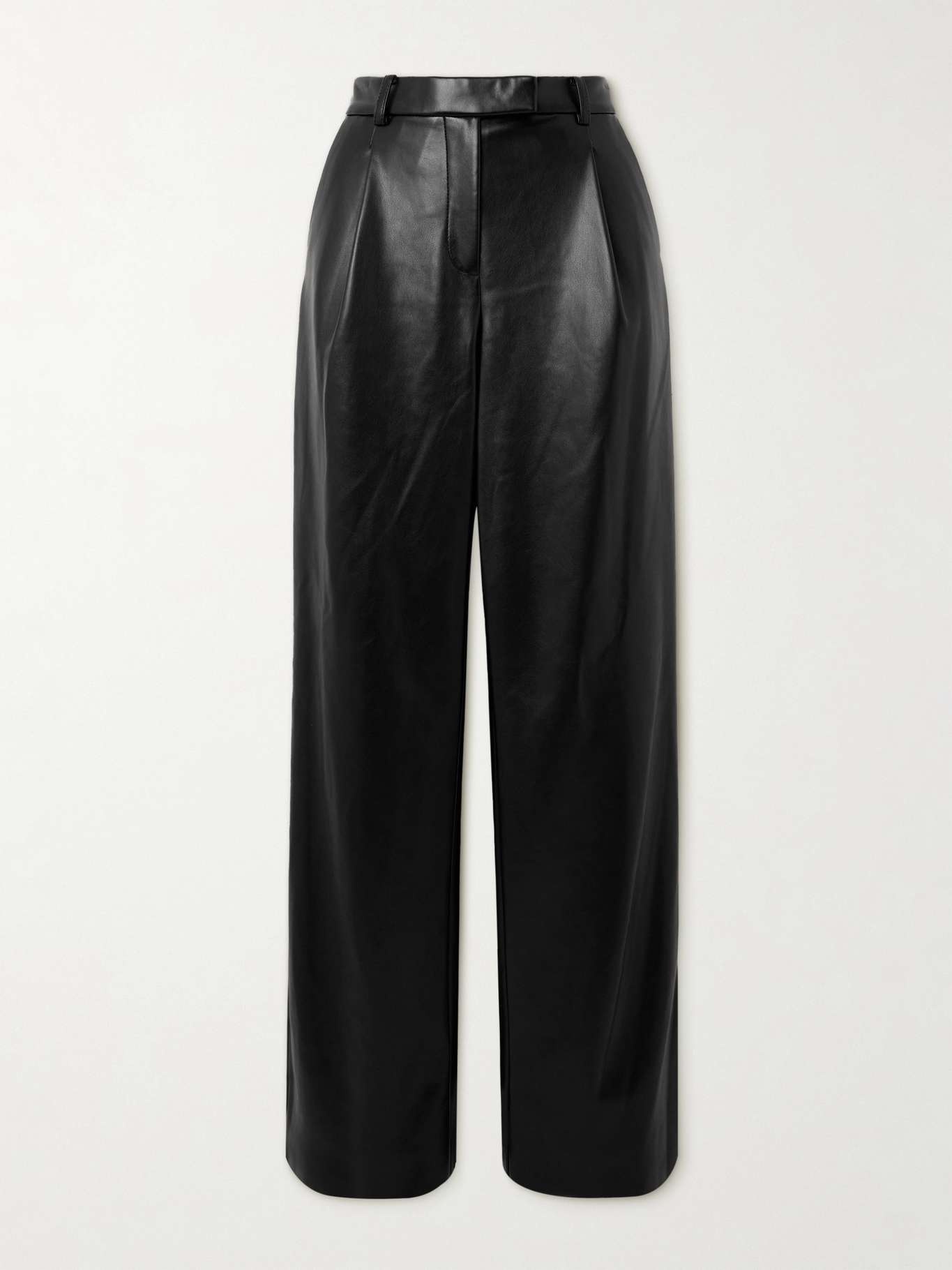 Novia pleated faux leather straight-leg pants - 1