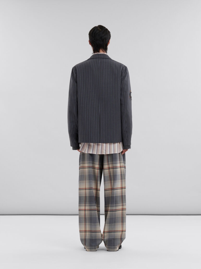 BLACK PINSTRIPE WOOL BLAZER WITH MARNI MENDING PATCHES - 3