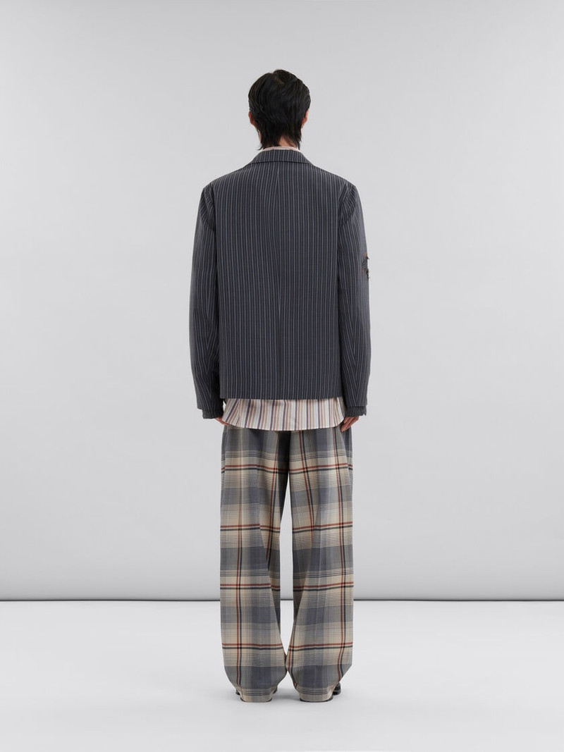 BLACK PINSTRIPE WOOL BLAZER WITH MARNI MENDING PATCHES 3