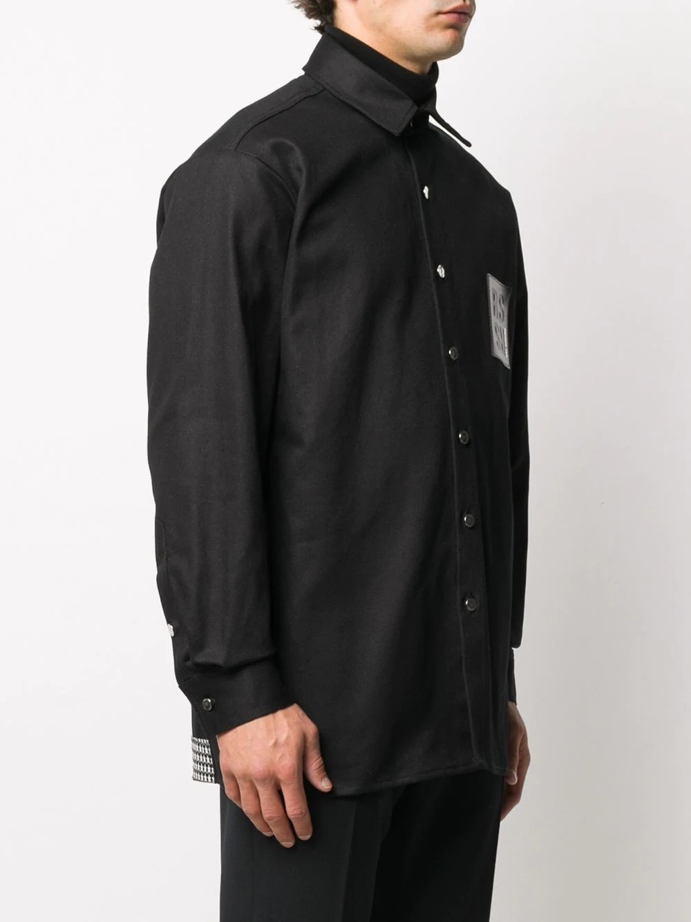 logo-patch twill shirt - 3