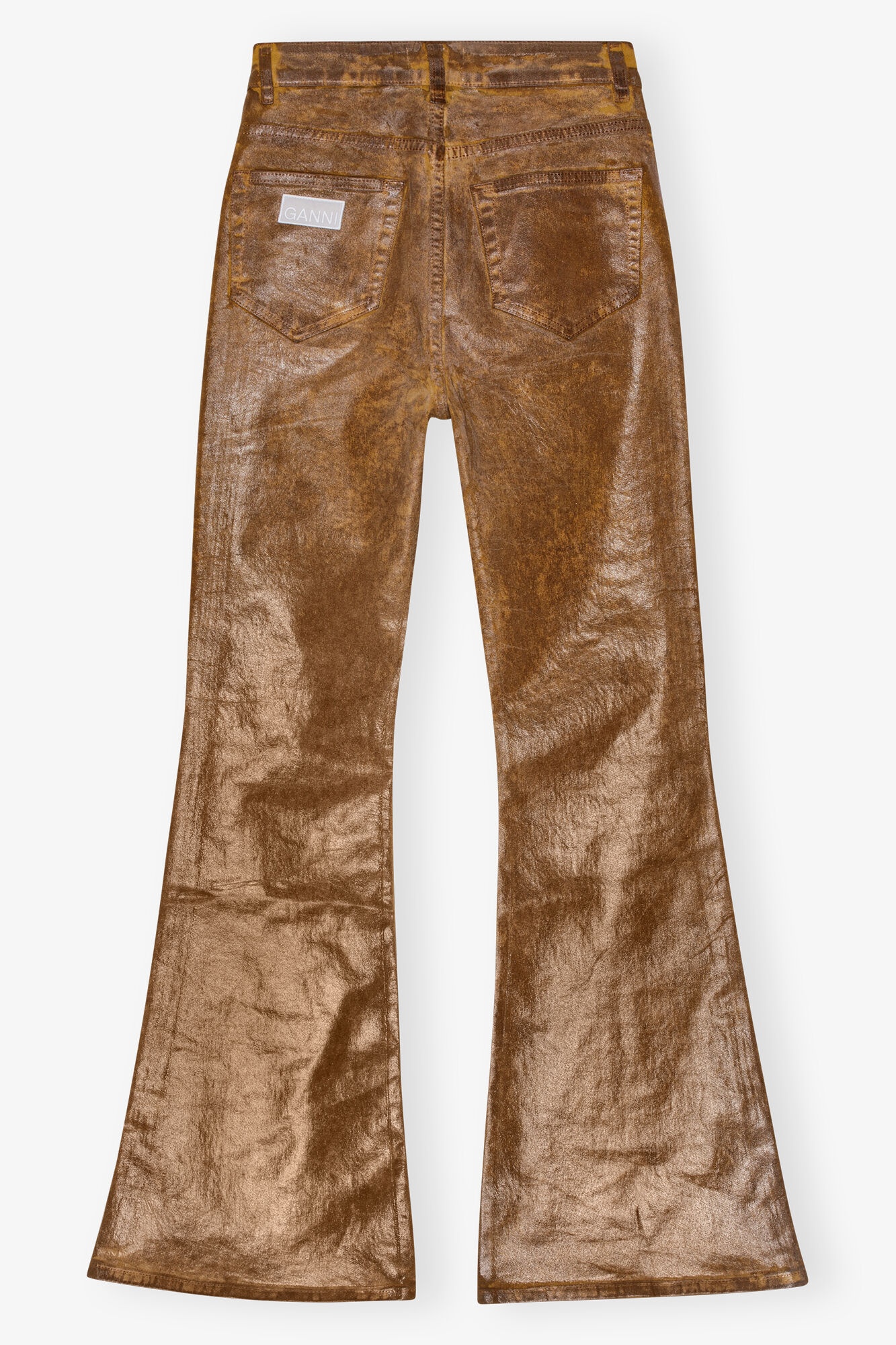 BROWN FOIL FLARED JEANS - 5