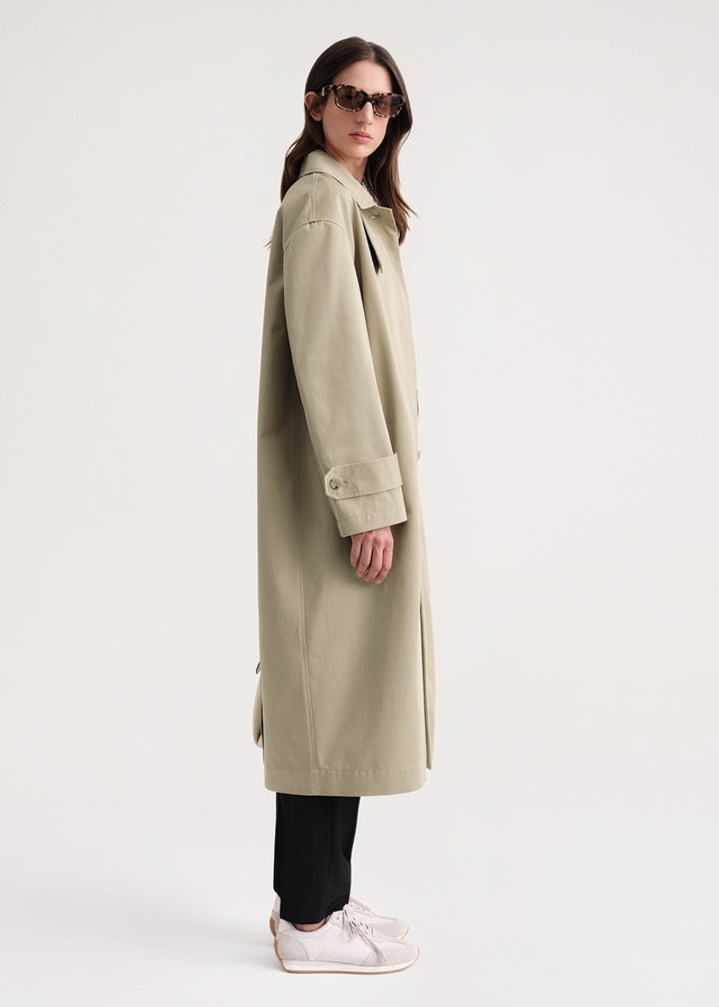 TOTEME Oversized gabardine car coat trench beige | REVERSIBLE