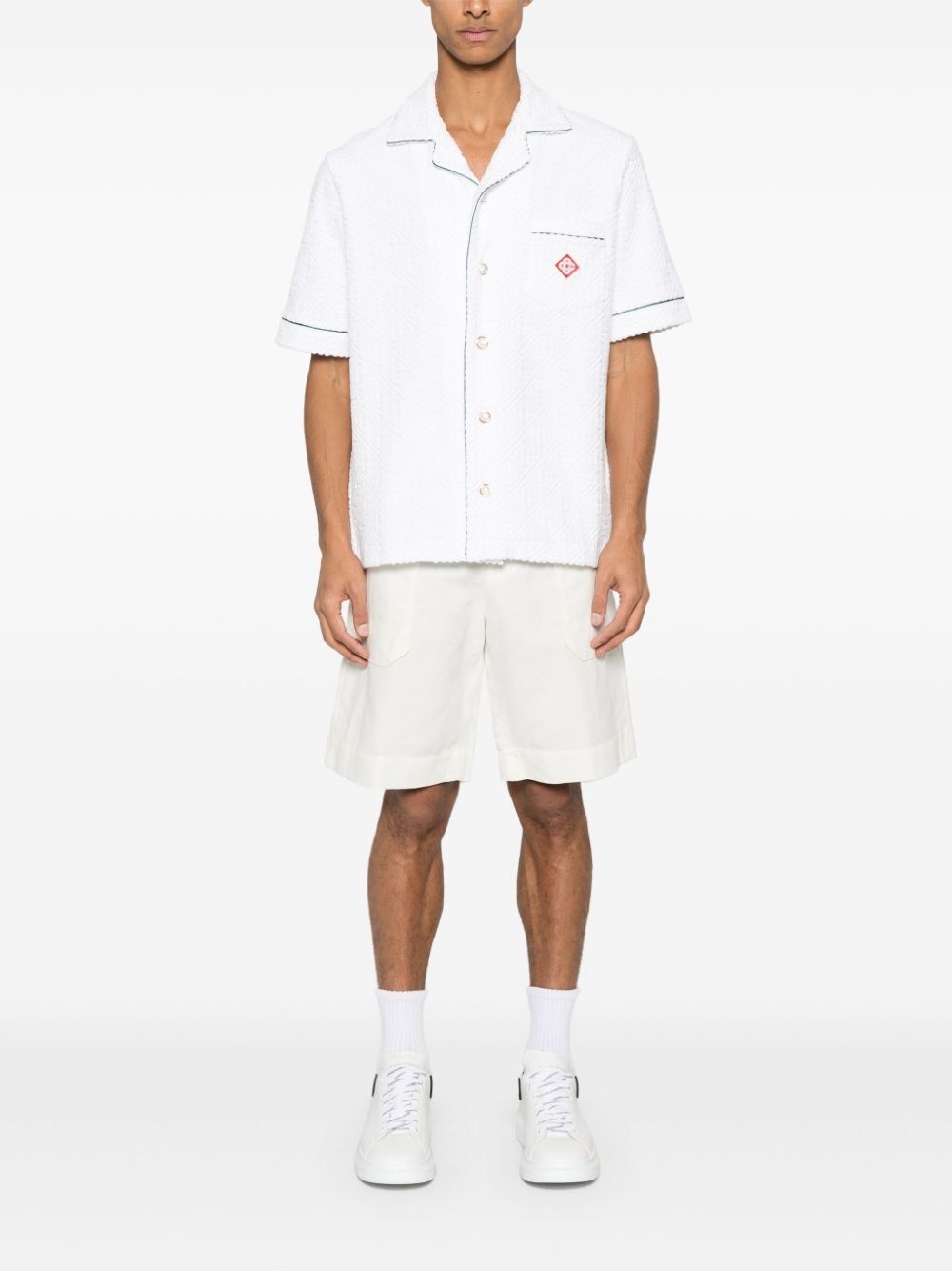 monogram-embossed towelling shirt - 3