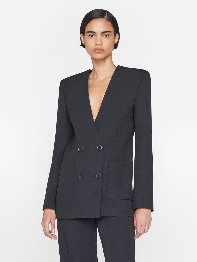 FRAME Clean Double Breasted Blazer in Noir outlook