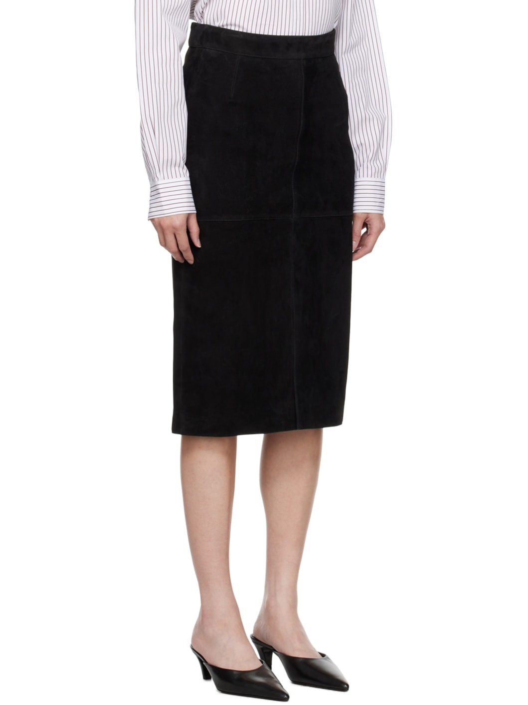 Black Paneled Midi Skirt - 2