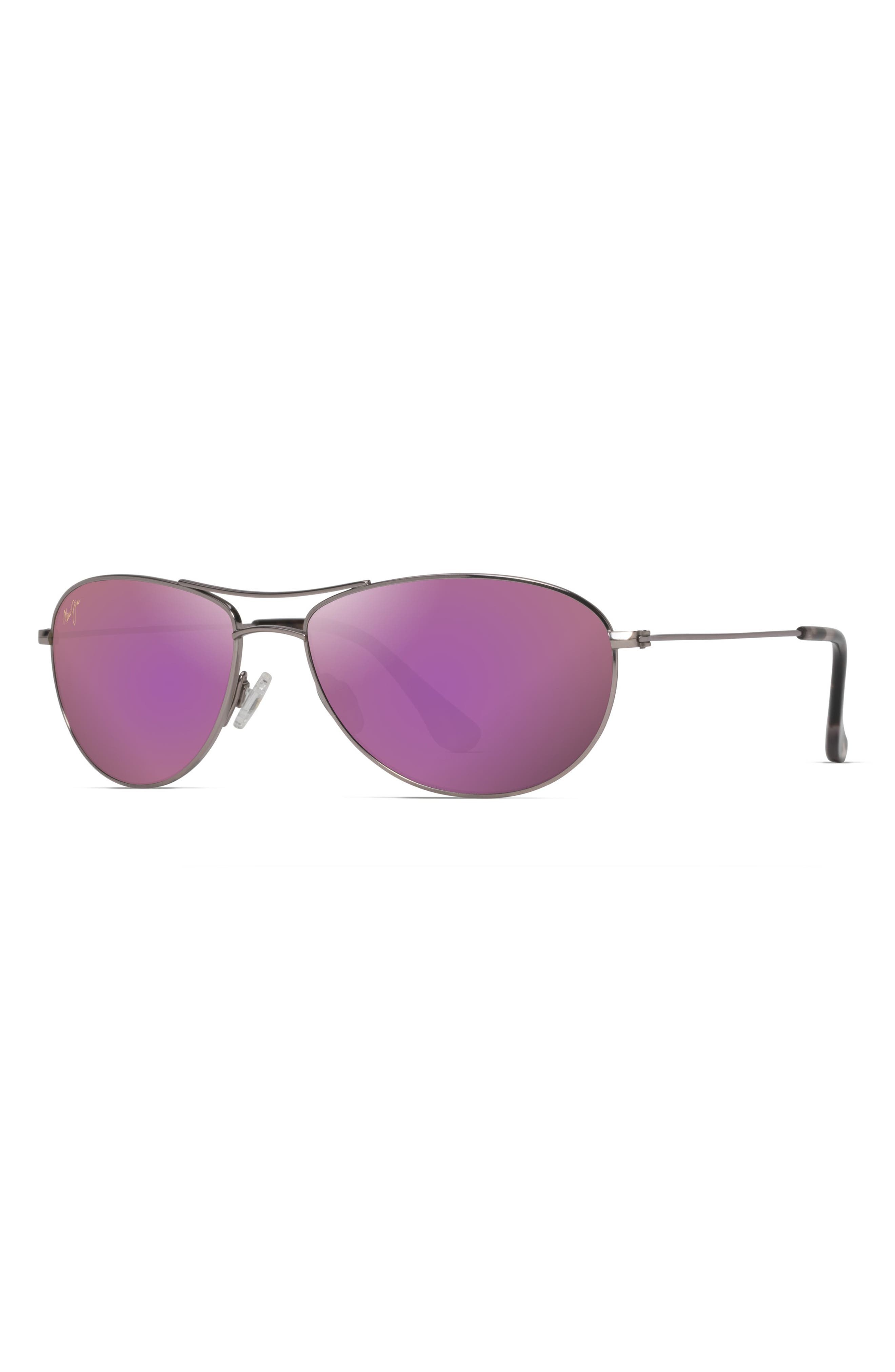 Maui Jim Baby Beach 56mm Mirrored PolarizedPlus2® Aviator Sunglasses in Rose Gold/Maui Sunrise at No - 2