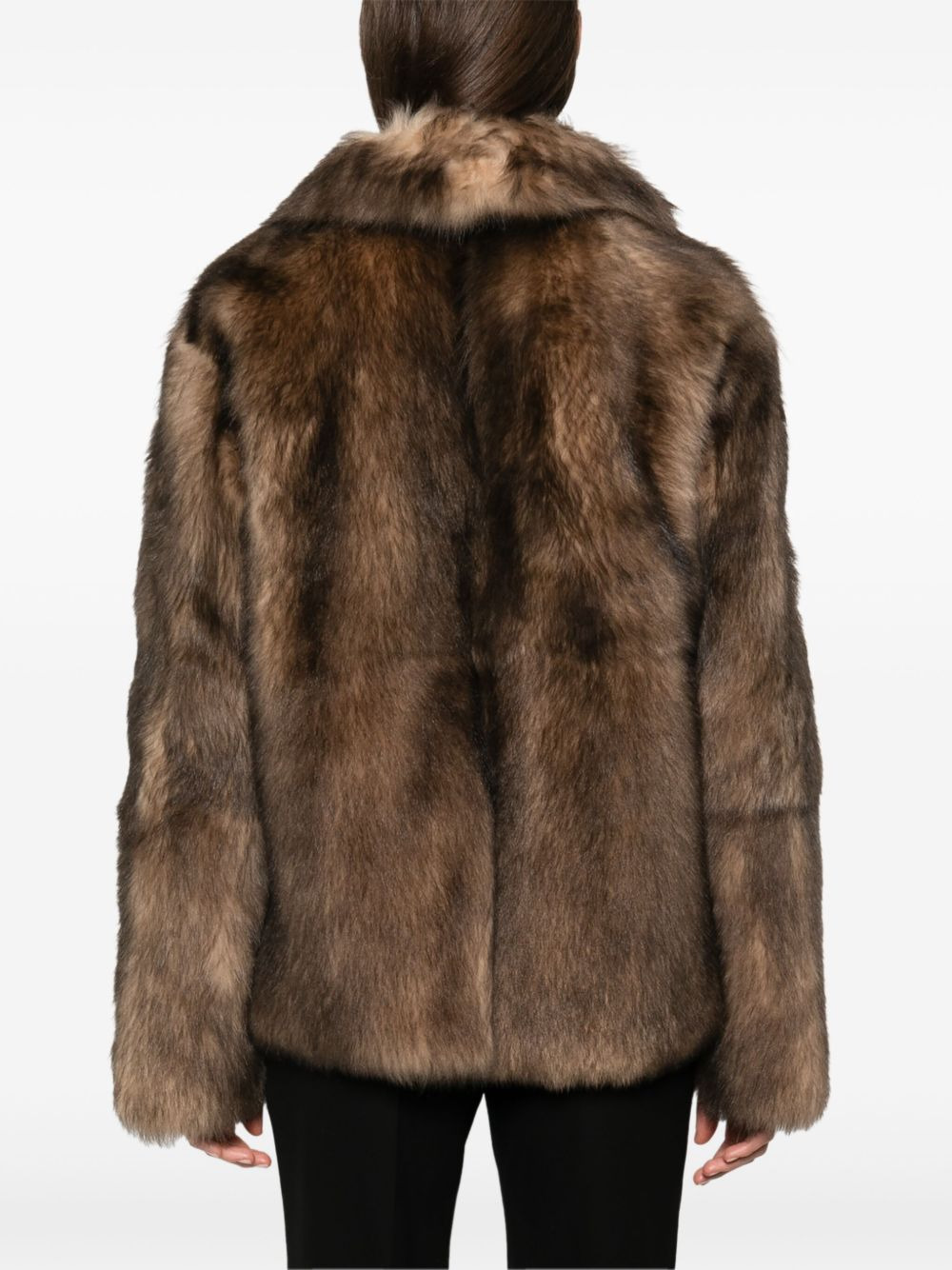 double-breasted shearling coat - 4