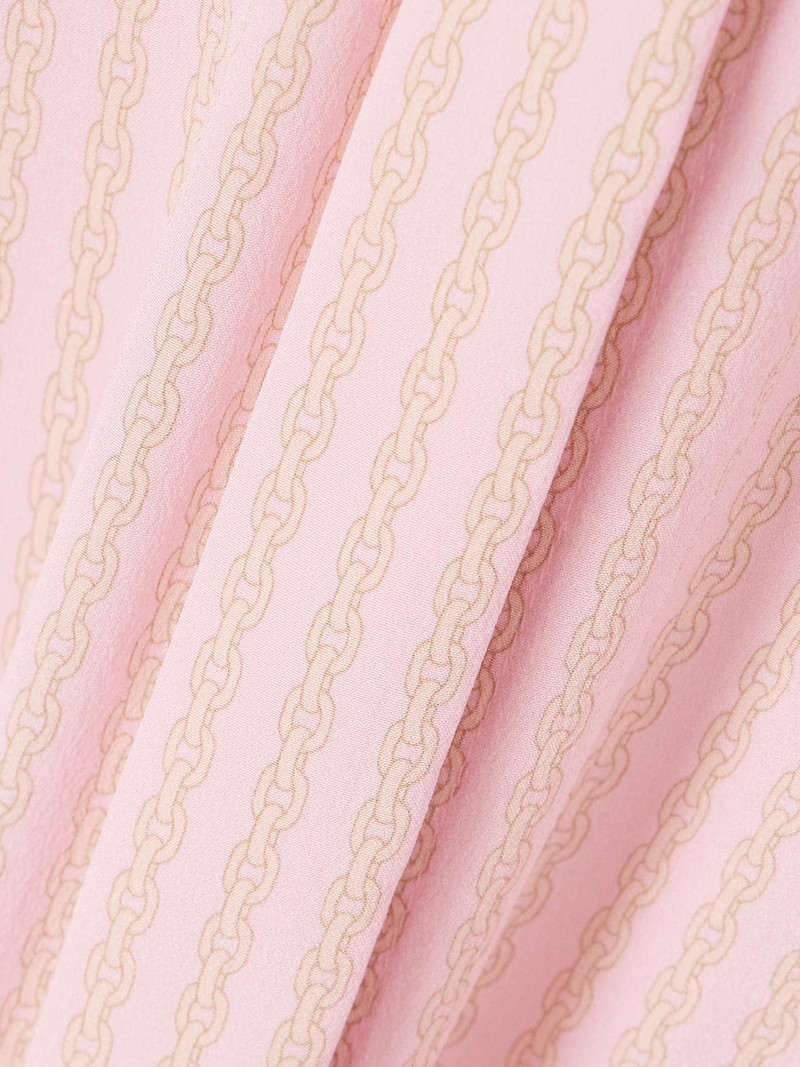 Pleated printed silk crepe de chine mini dress Pink 4