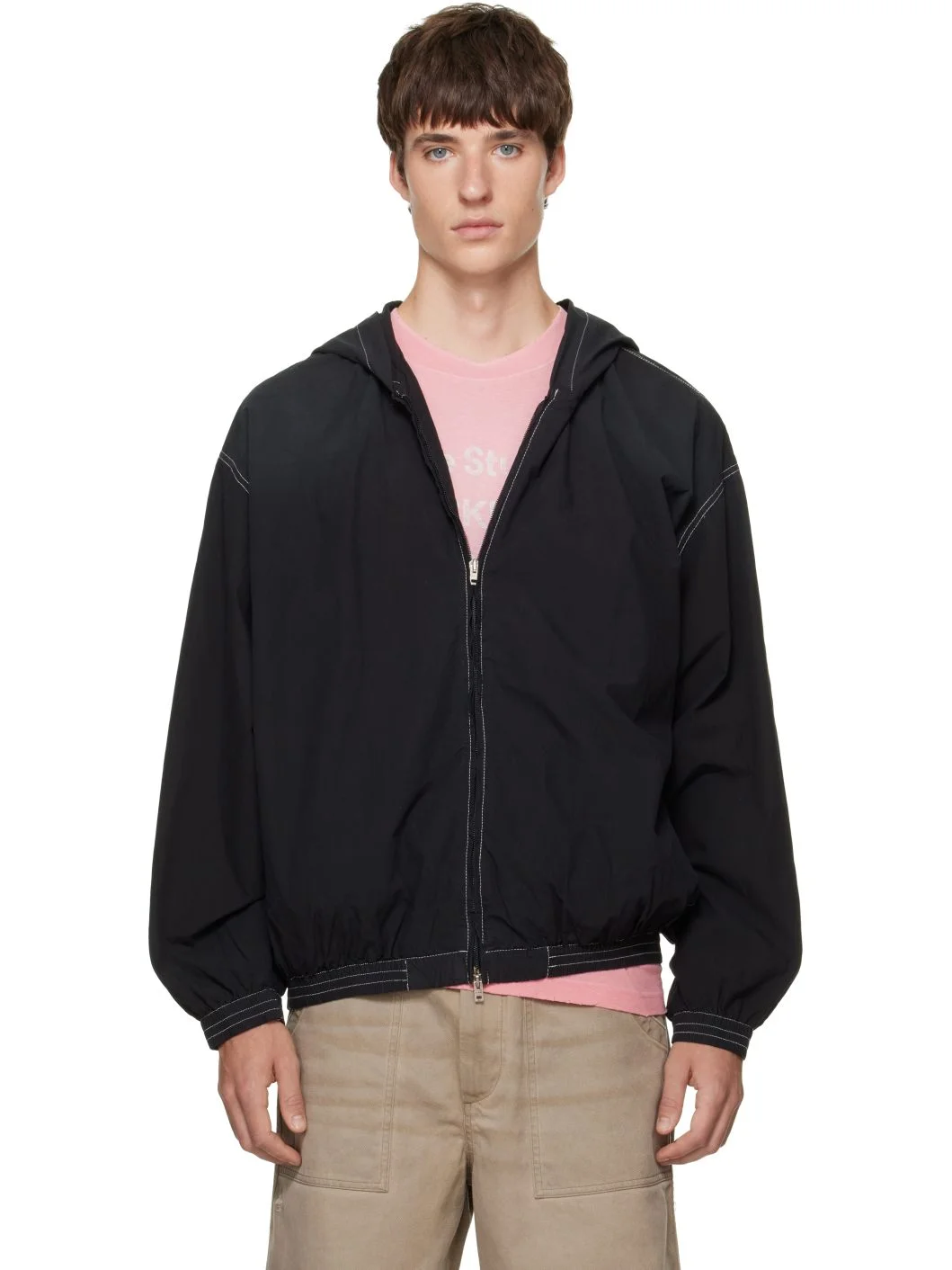 Black Hooded Logo Jacket - 1