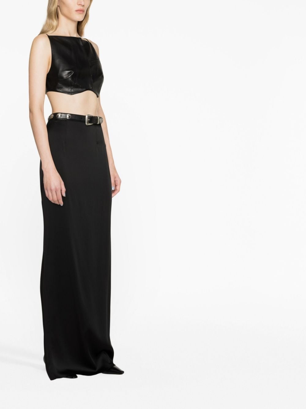 Elfi faux-leather crop top - 3