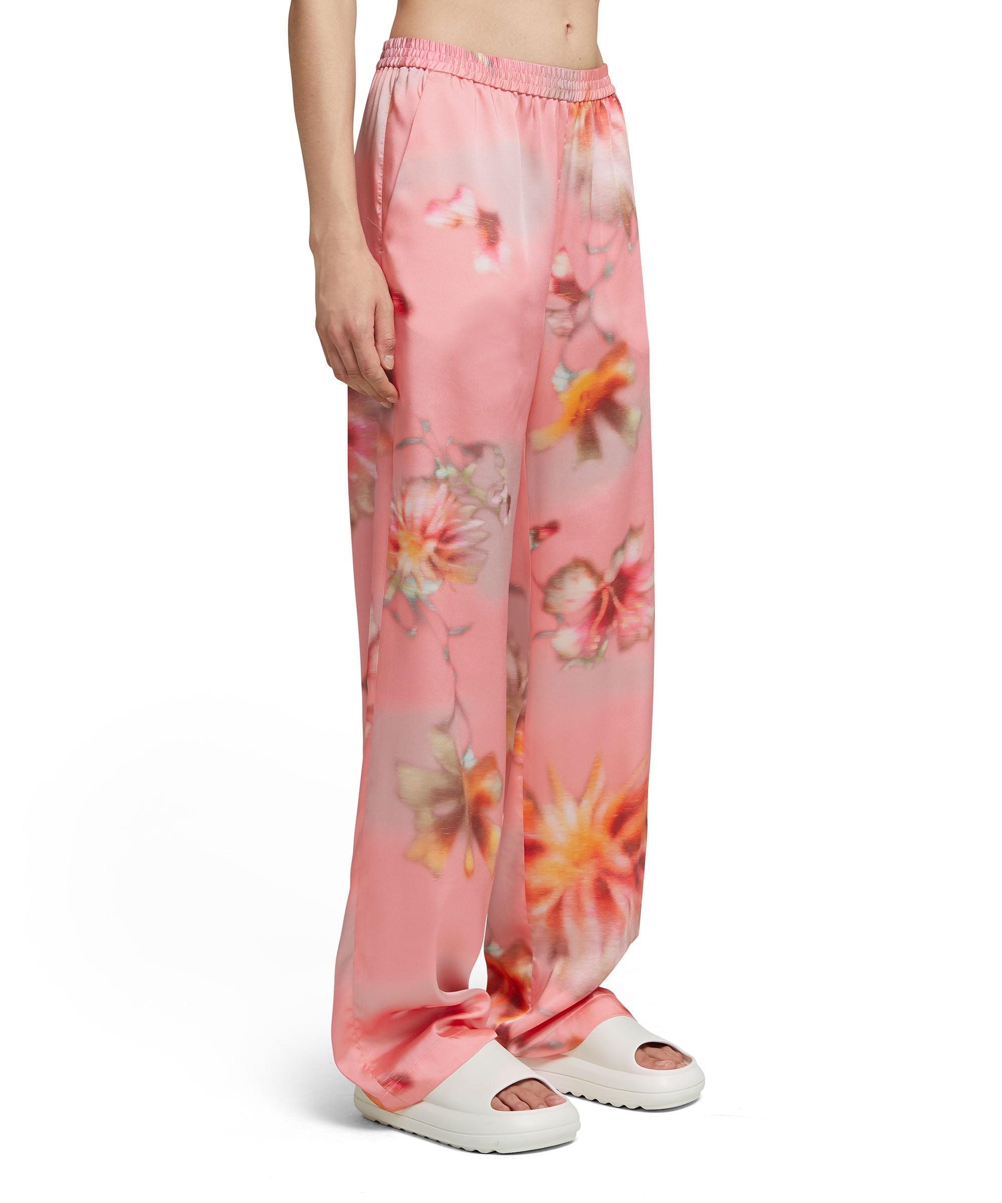 Fluid fabric pants with elastic waistband and  "desert flowers" print - 4
