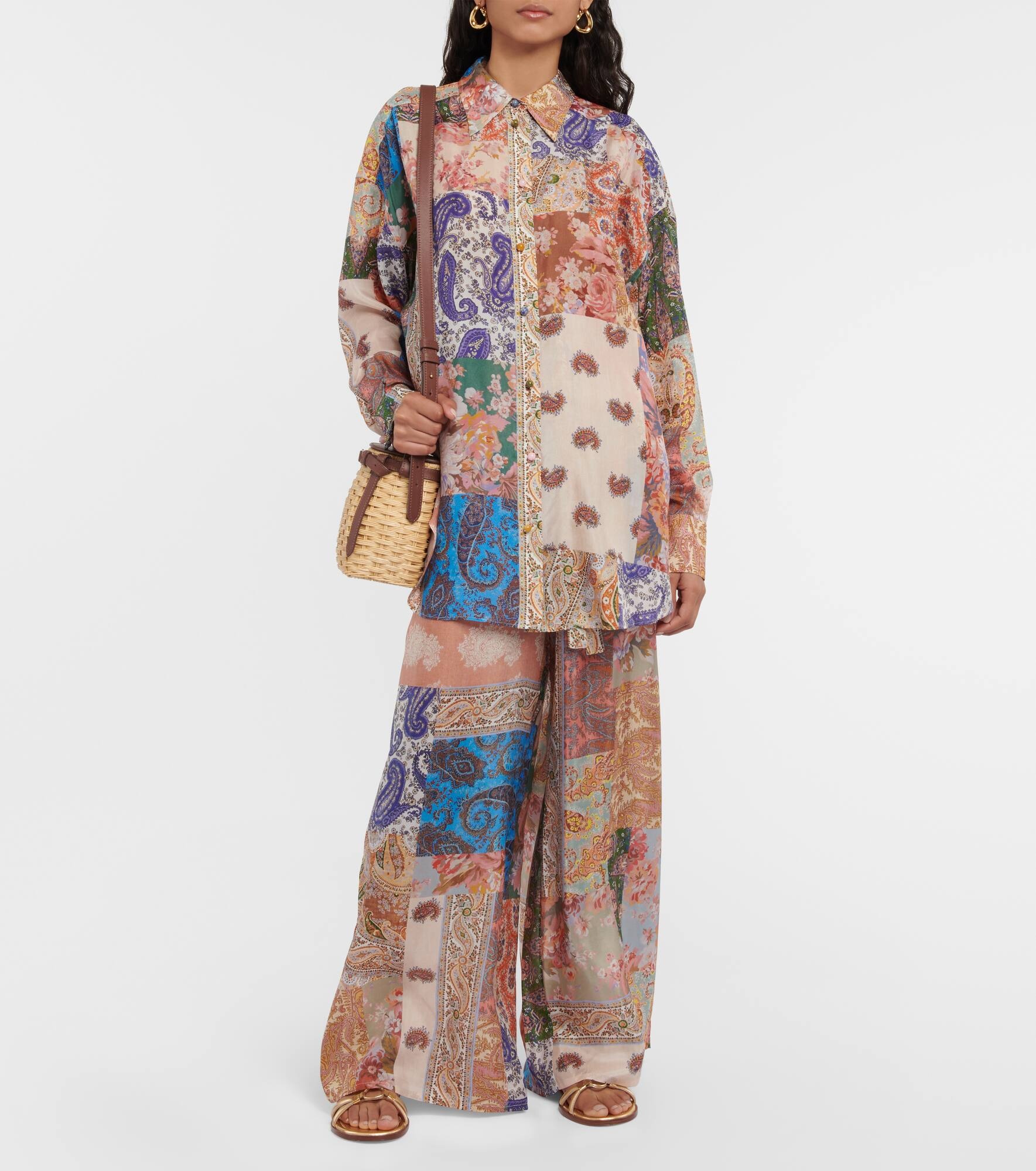 Devi oversized patchwork silk shirt - 2