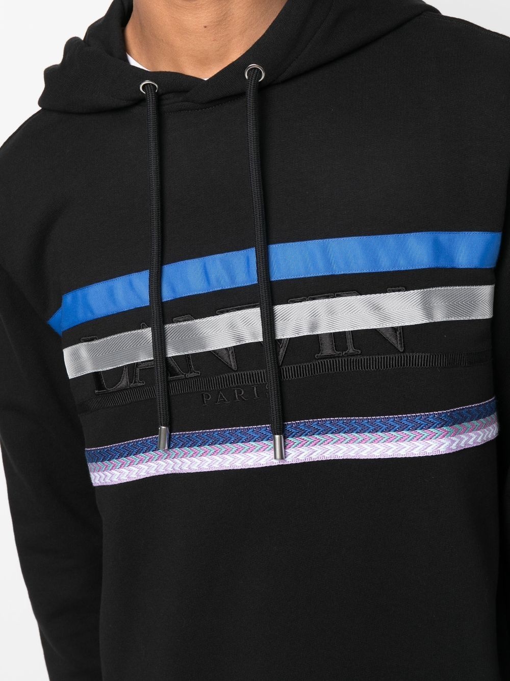 logo-embroidered striped hoodie - 5