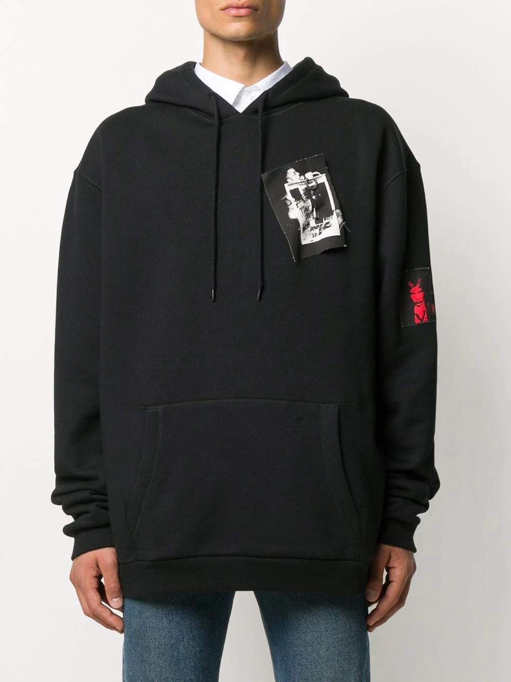 patchwork panel print hoodie - 4