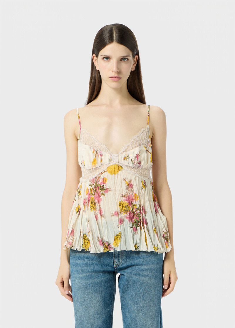 Blumarine GEORGETTE TOP WITH LACE INSERTS outlook