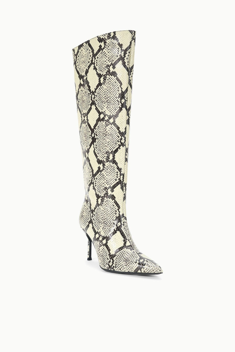 STAUD SEBASTIAN HIGH HEEL BOOT WHITE SNAKE 3