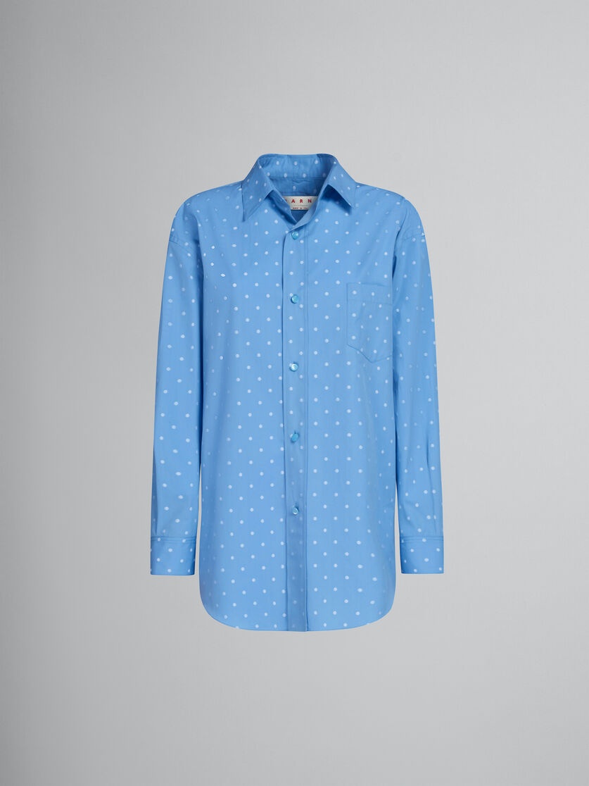 LIGHT BLUE POPLIN SHIRT WITH POLKA DOTS - 1