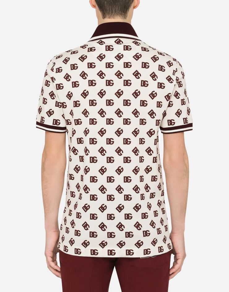 Cotton piqué polo-shirt with DG logo print - 2