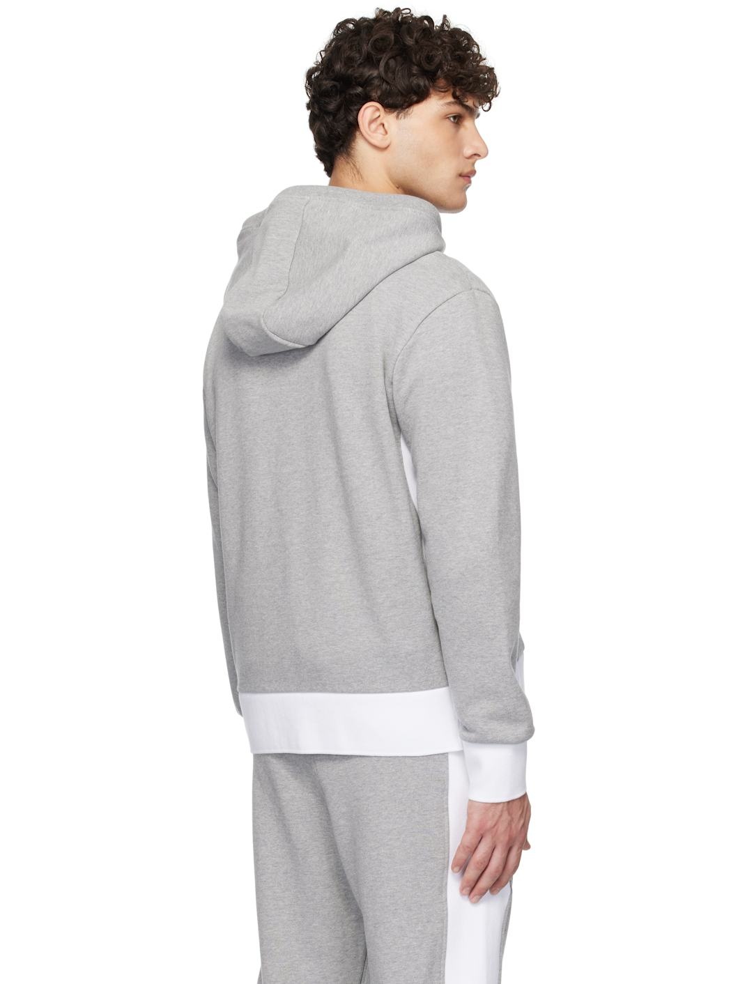 Gray Classic 4-Bar Jersey Zip-Up Hoodie - 3