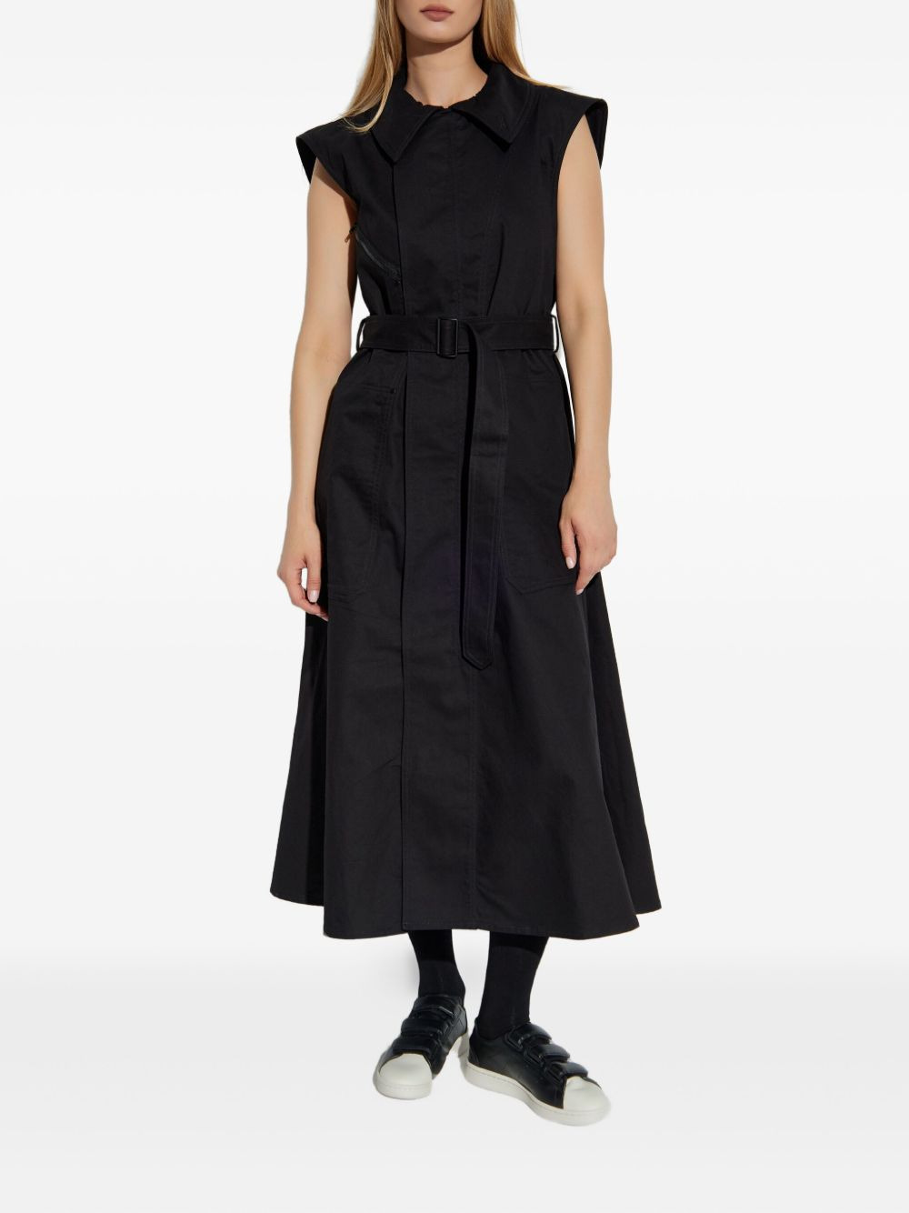 zip-detail belted dress - 2