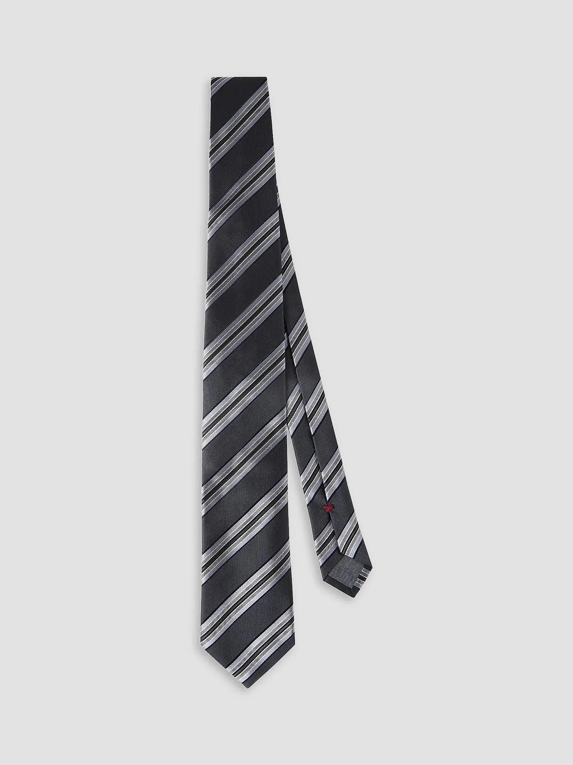 Men's Textured Striped Silk Tie - Anthracite - 1