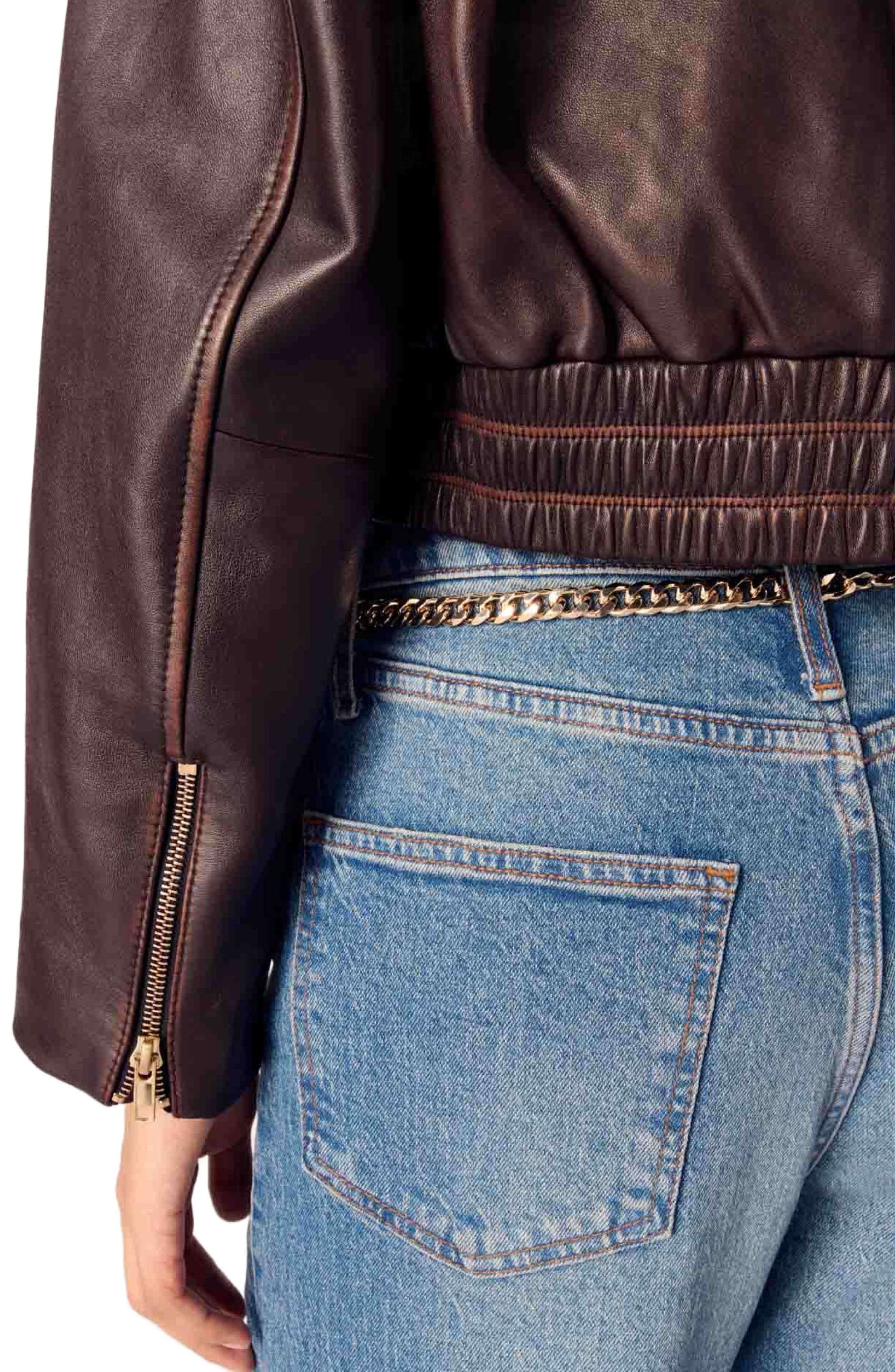 maje Vintage leather jacket in Brown at Nordstrom - 8