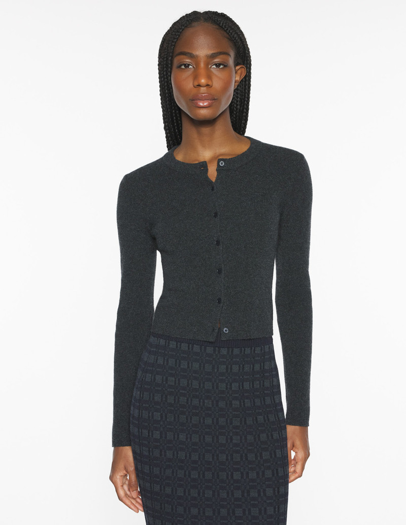FINE RIB CASHMERE FITTED CARDIGAN 3