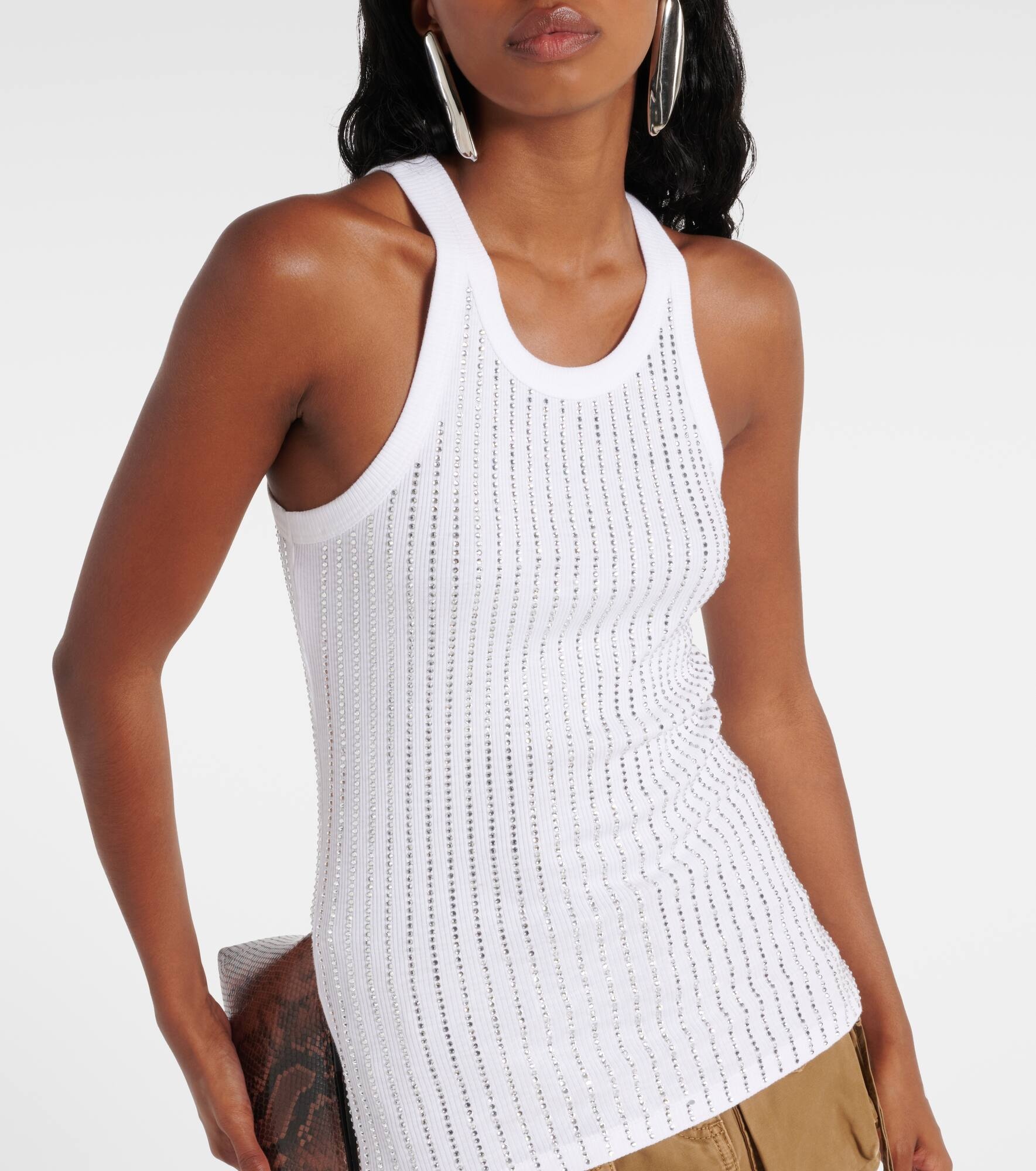 Crystal-embellished cotton tank top - 4