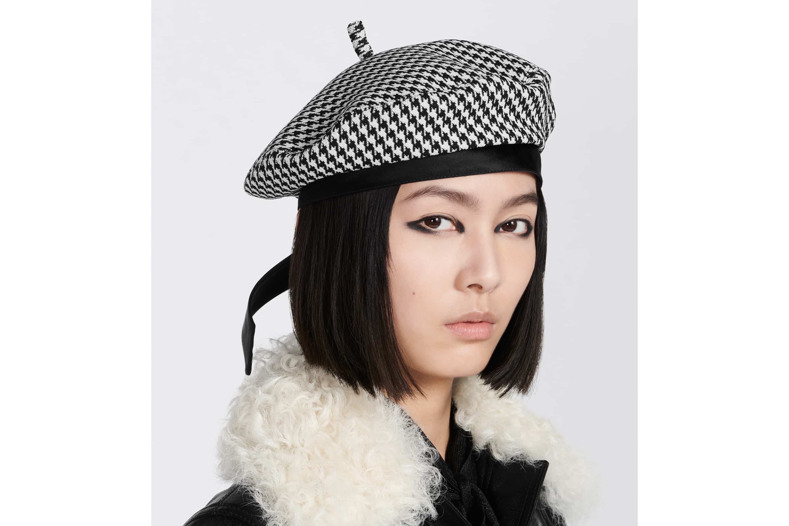 Dior Arty Houndstooth Beret with Bow - 2